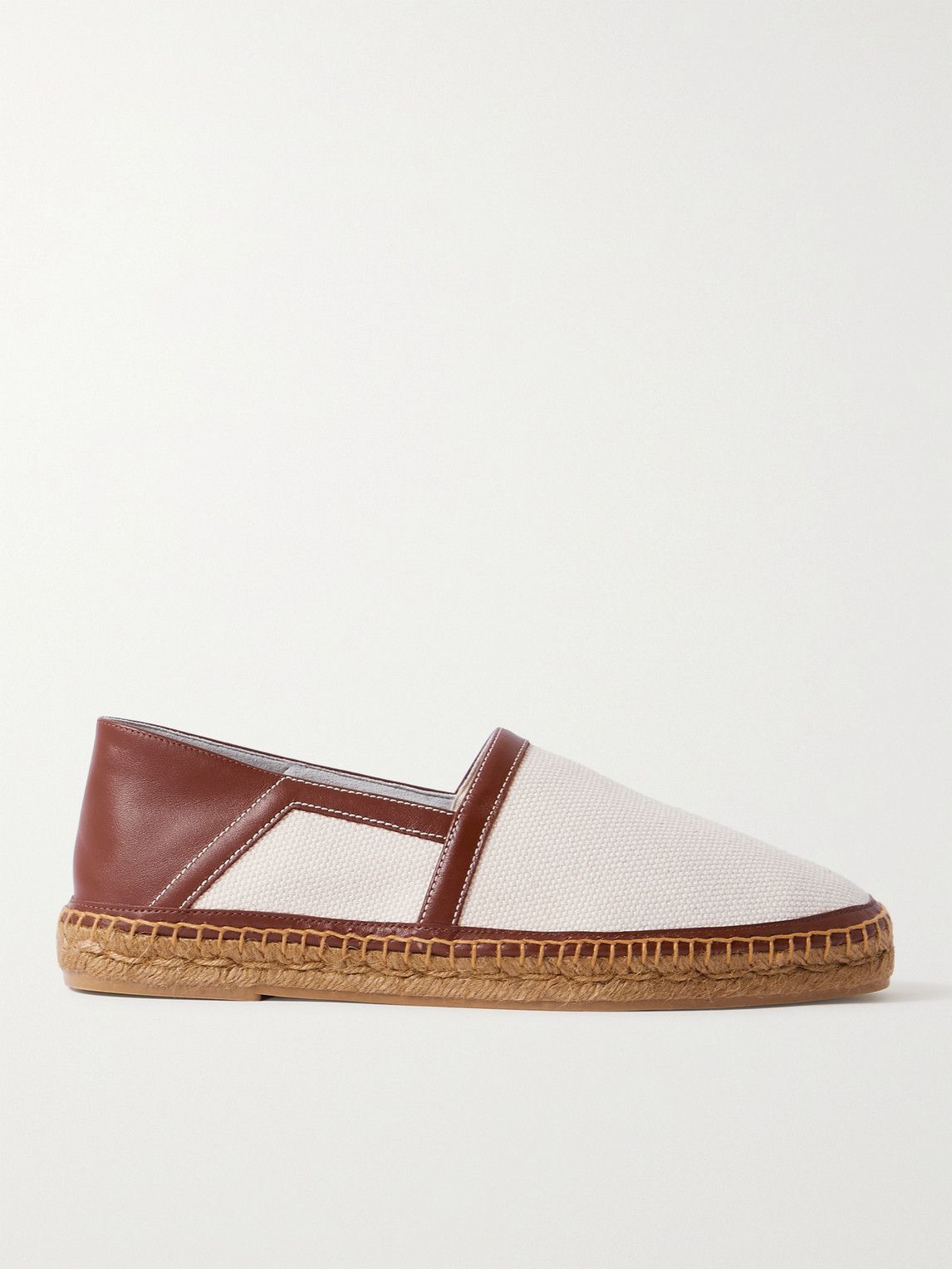 Barnes Collapsible-Heel Leather-Trimmed Canvas Espadrilles