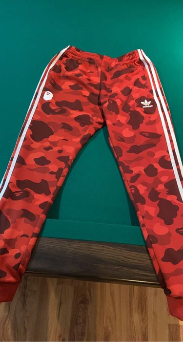 Adidas Bape Adidas collab track pants red | Grailed