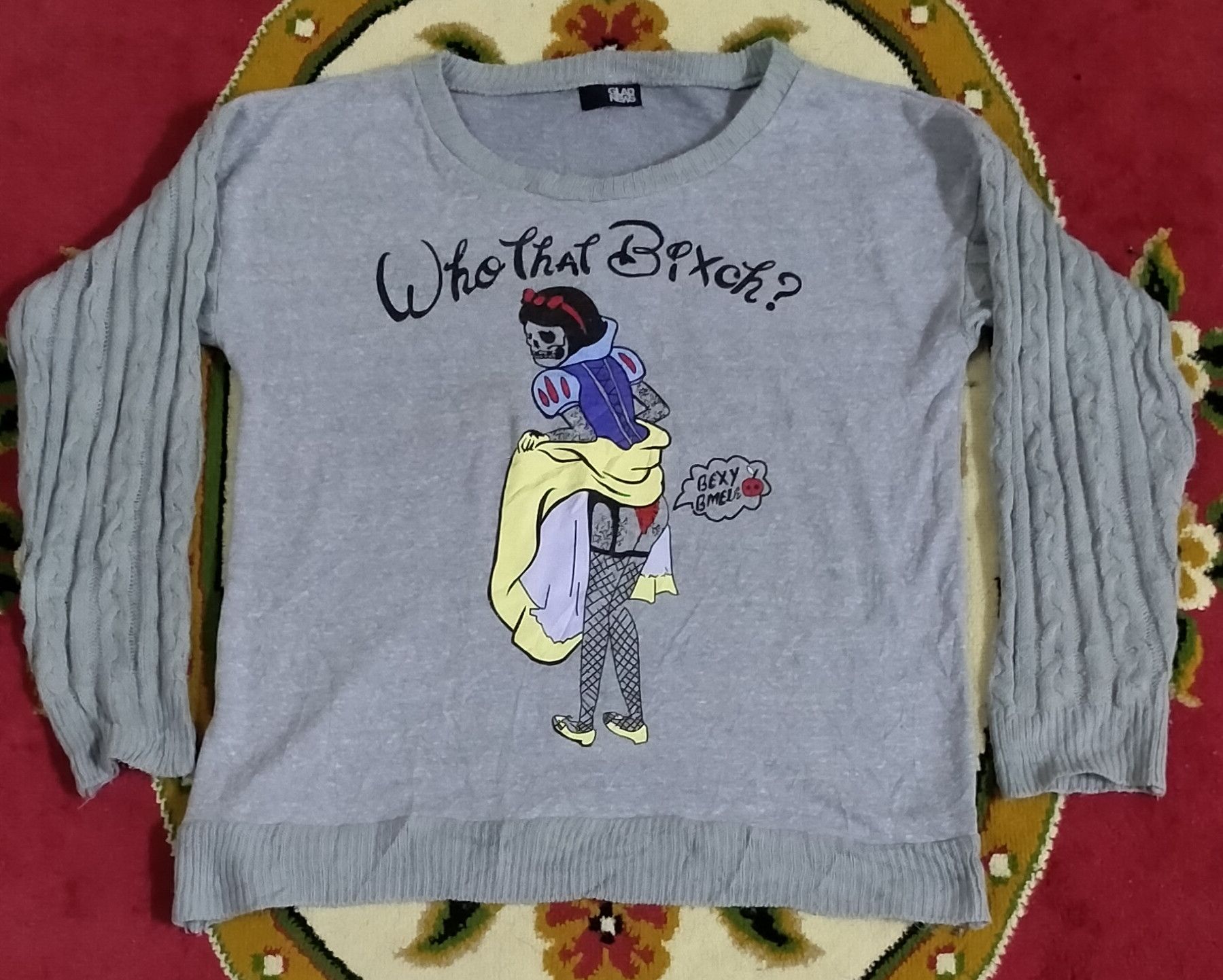 Vintage Parody Cinderella Skeletons distressed Knit sleeves crewneck Size US M / EU 48-50 / 2 - 6 Thumbnail
