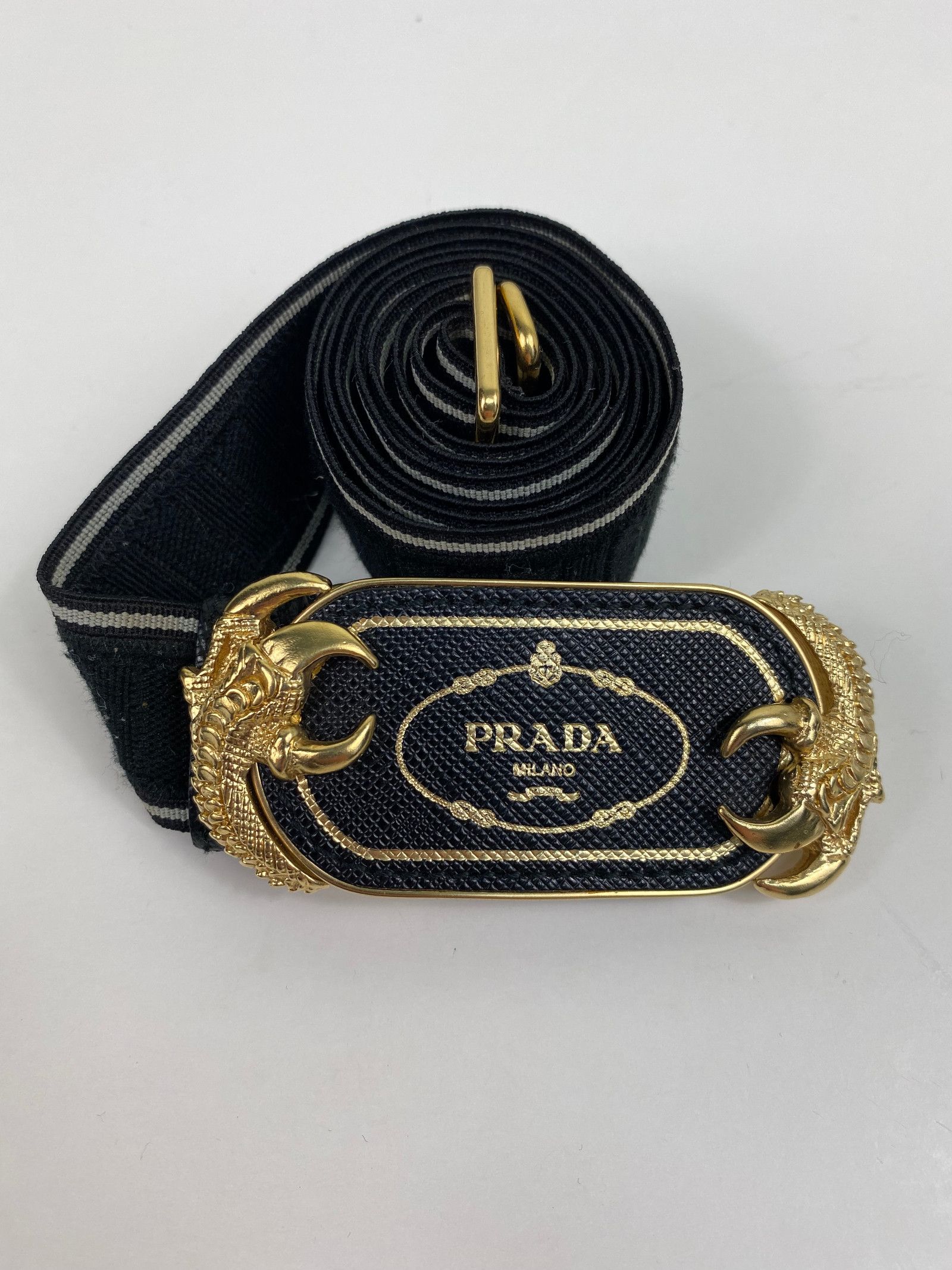 Prada Elastic Belt Prada Elastic Band Nylon Metal Gift Strap With Logo -Navy  main image 2