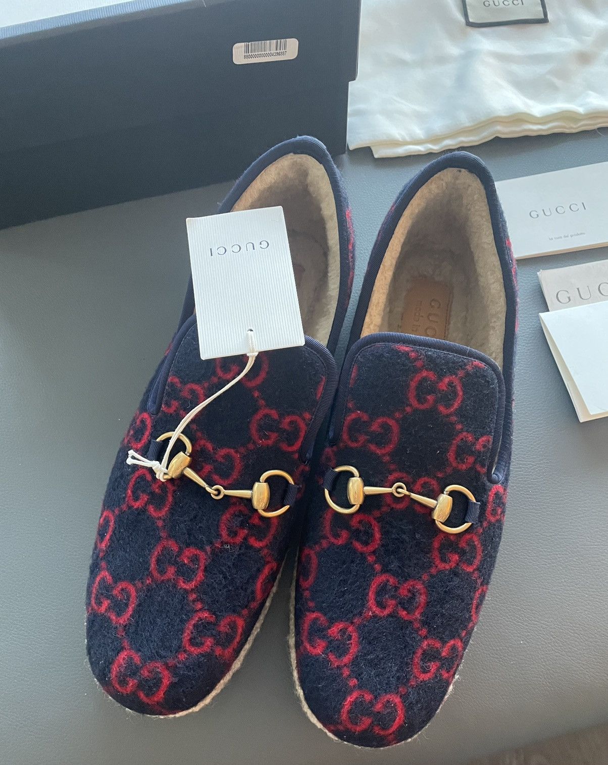 Gucci Rare Brand New Runway GG Logo Shearling Leather Loafer Shoes Size US 9.5 / EU 42-43 - 3 Thumbnail