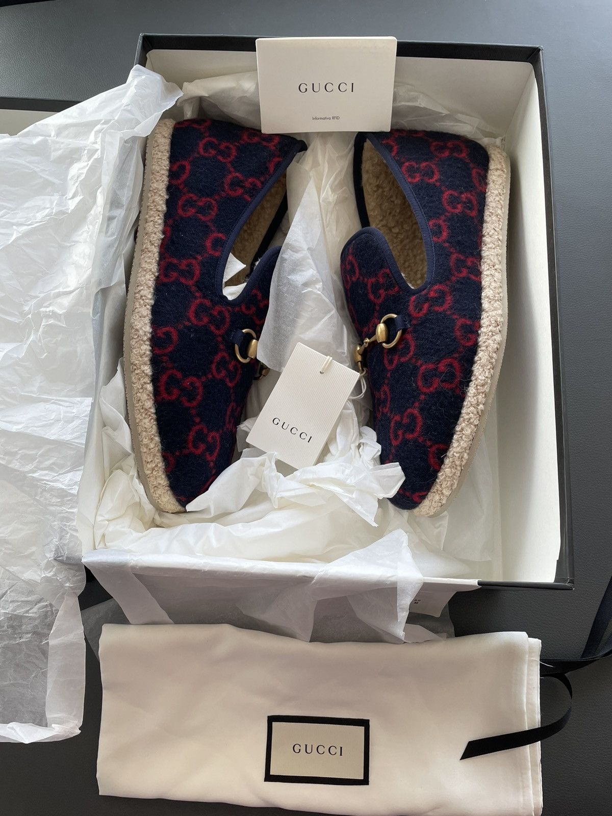 Gucci Rare Brand New Runway GG Logo Shearling Leather Loafer Shoes Size US 9.5 / EU 42-43 - 4 Thumbnail