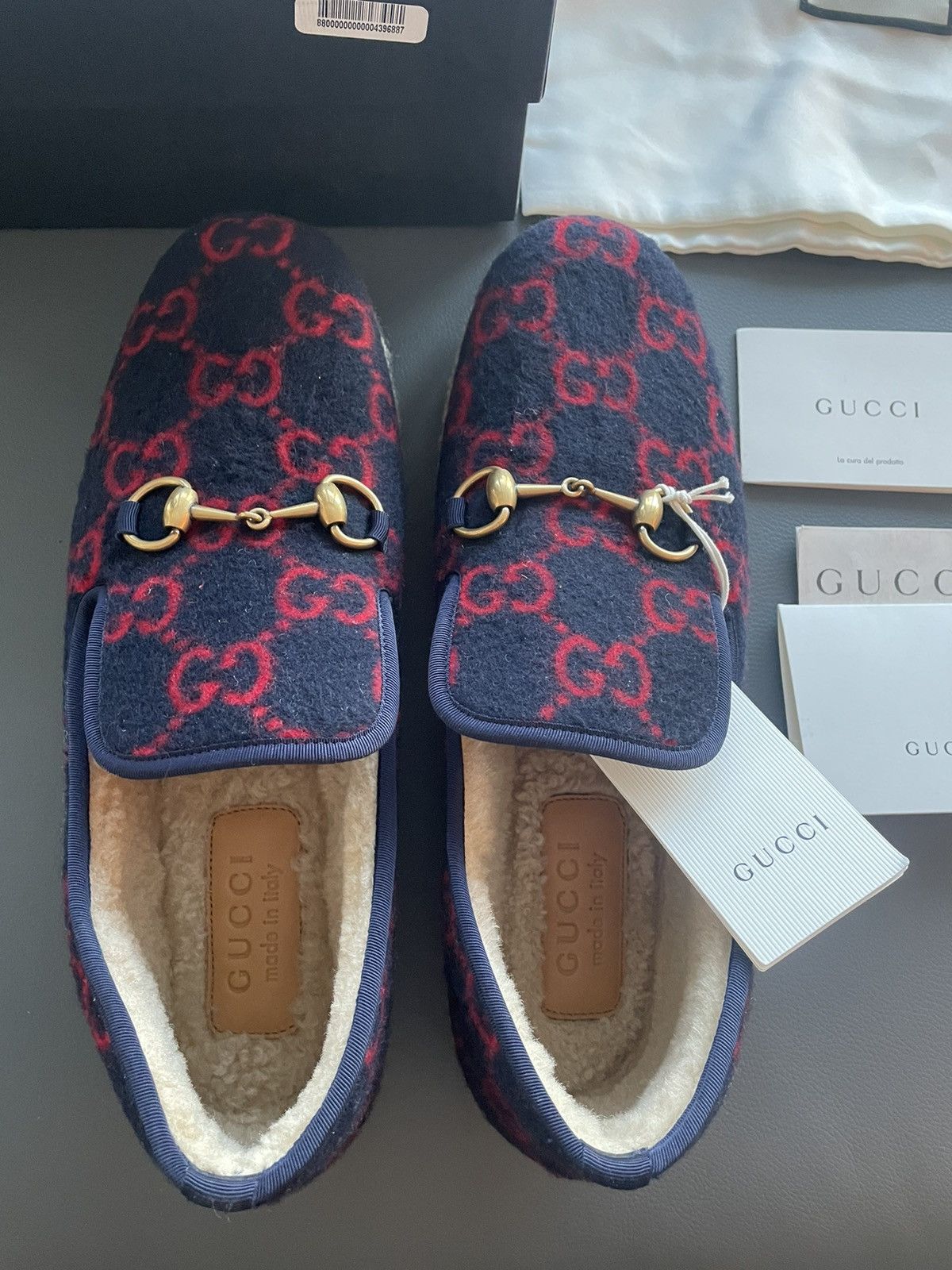 Gucci Rare Brand New Runway GG Logo Shearling Leather Loafer Shoes Size US 9.5 / EU 42-43 - 2 Thumbnail