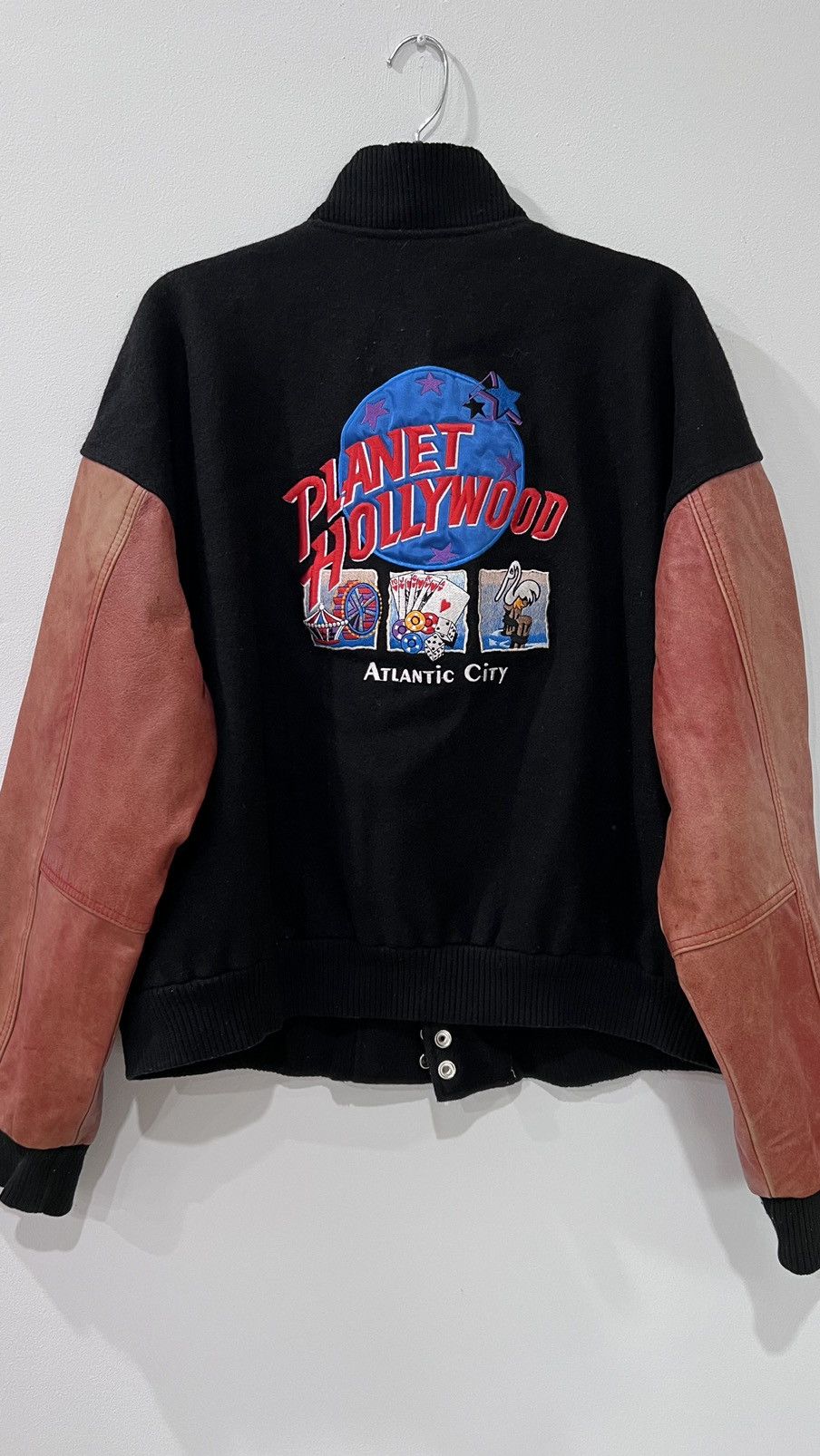 Planet Hollywood × Vintage Planet Hollywood Atlantic City Jacket - Leather Sleeves Size US XL / EU 56 / 4 - 5 Thumbnail