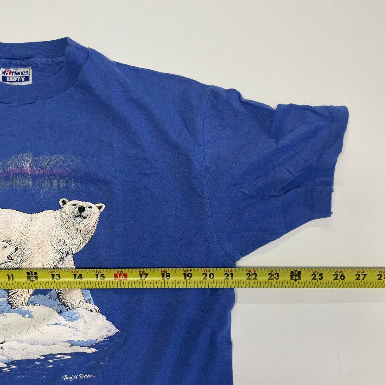 Hanes Vintage 90s polar bear nature single stitch Blue L Size US L / EU 52-54 / 3 - 4 Thumbnail