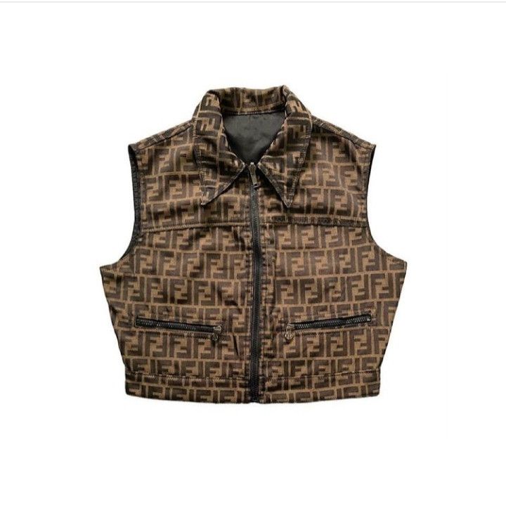 Fendi 90s FENDI FF Zucca Monogram Reversible Zip-Up Vest Size M / US 6-8 / IT 42-44 - 1 Thumbnail