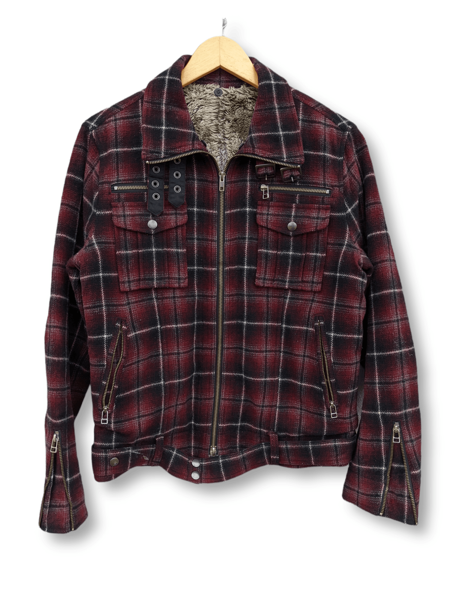 Image of Seditionaries Edge Rupent Saditionaries Red Tartans Punk Style Jacket, Men's (Size Small)