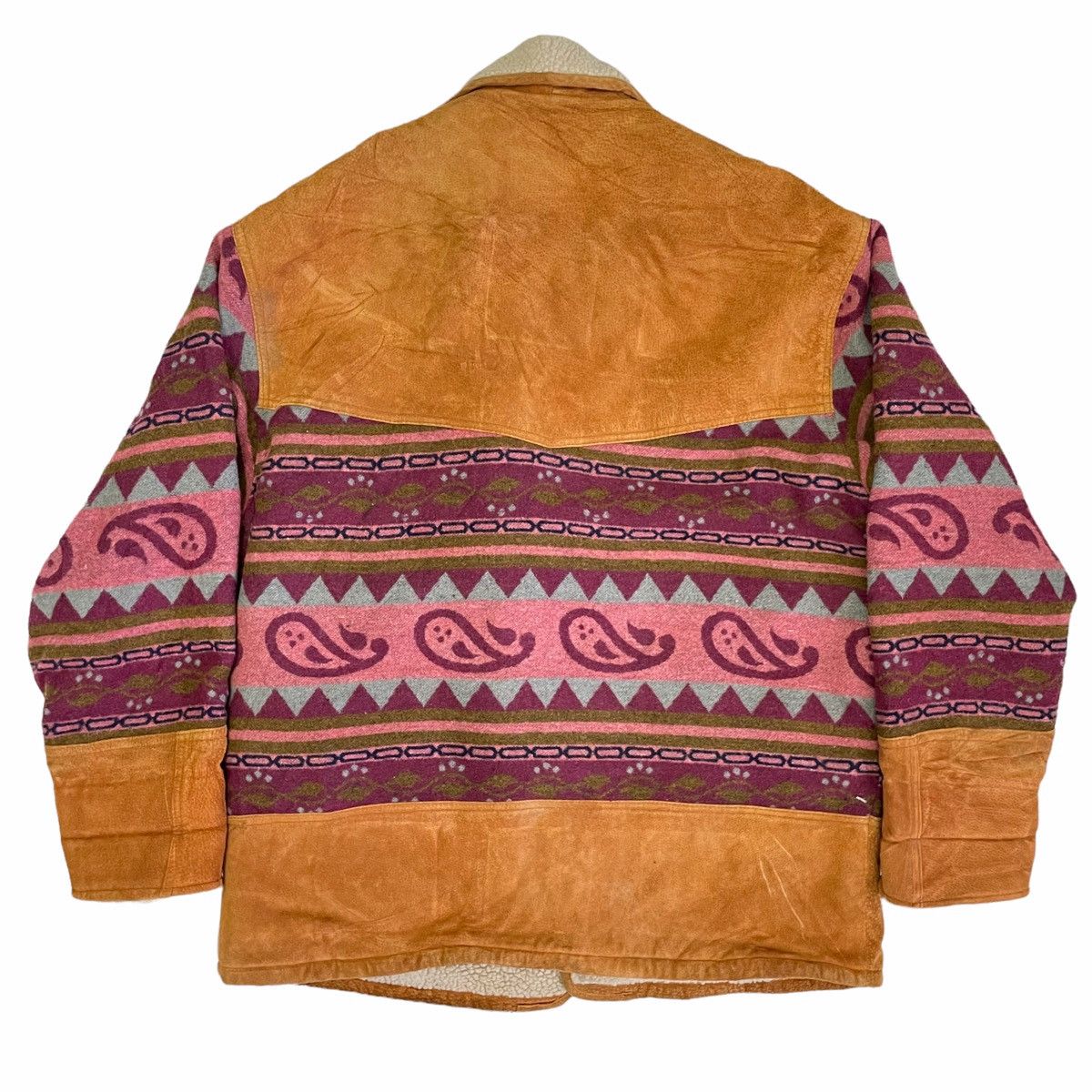Vintage 💥NCAF LEATHER SHERPA NAVAJO ITALY NY JACKET Size US XL / EU 56 / 4 - 6 Thumbnail