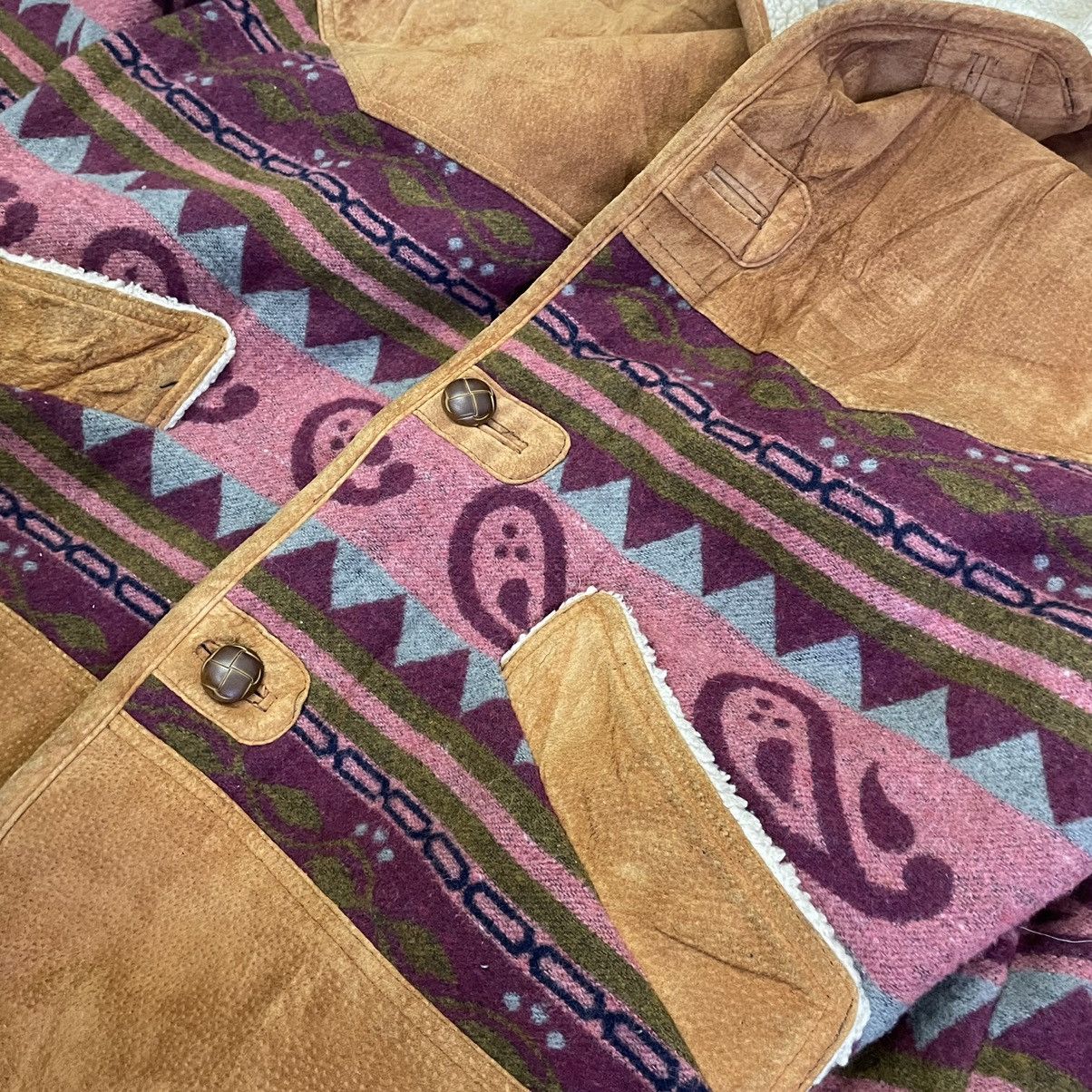 Vintage 💥NCAF LEATHER SHERPA NAVAJO ITALY NY JACKET Size US XL / EU 56 / 4 - 8 Thumbnail