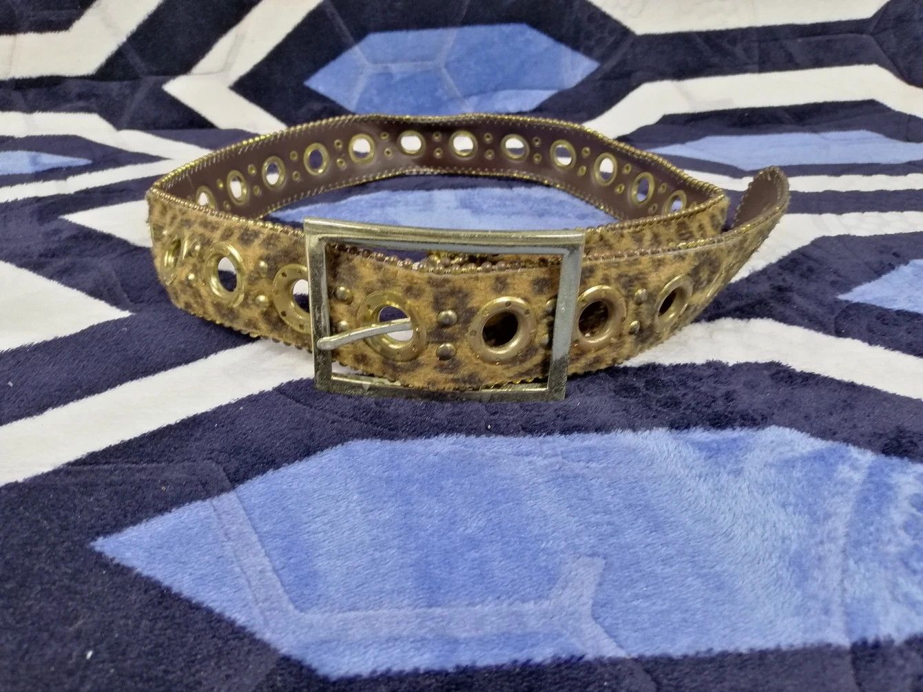 Leopard Design Belt Single Hook Big Buckle
