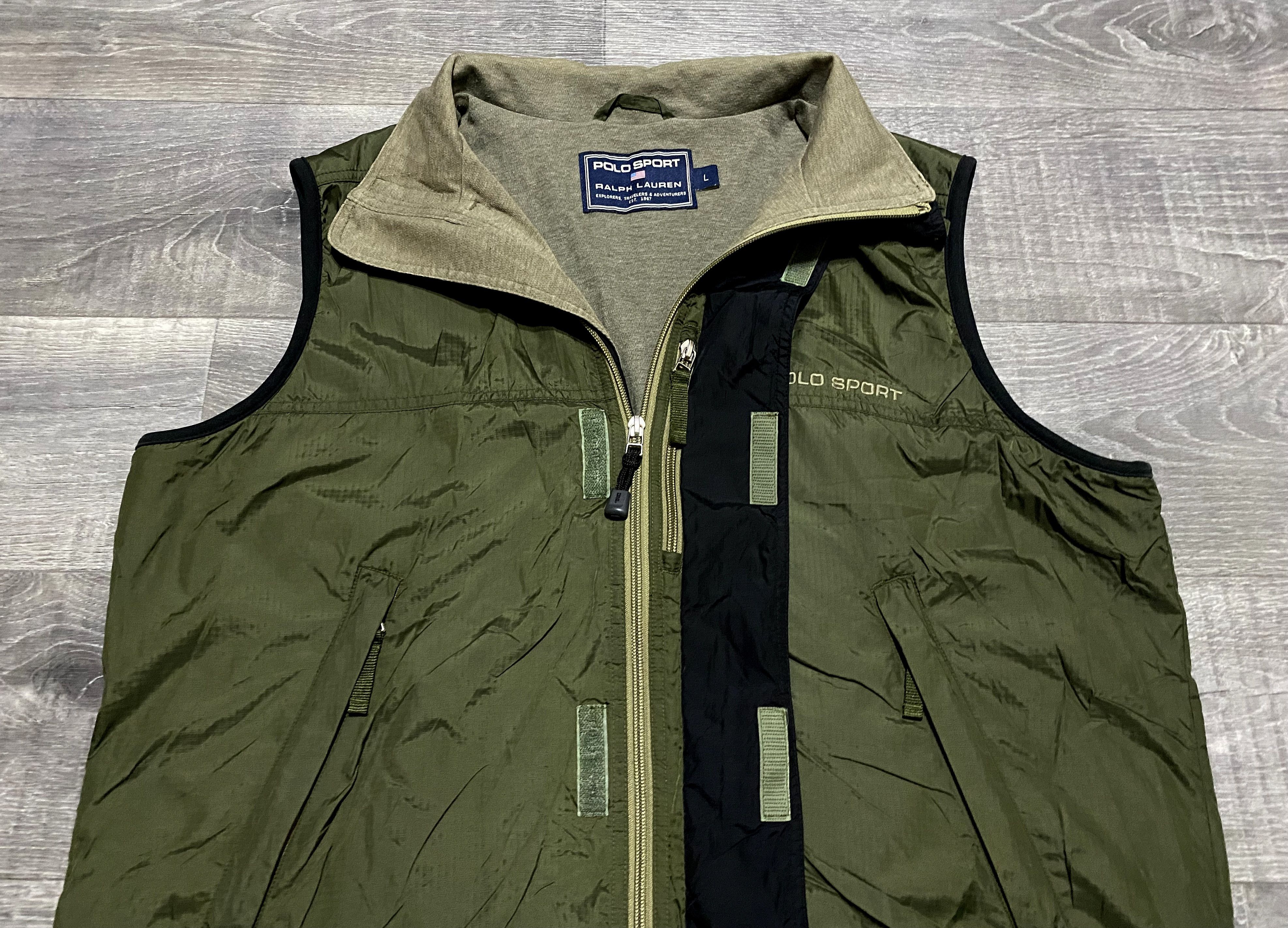 Polo Ralph Lauren Vintage Polo Sport Ralph Lauren Olive Zip Sleeveless Vest Size US L / EU 52-54 / 3 - 8 Thumbnail