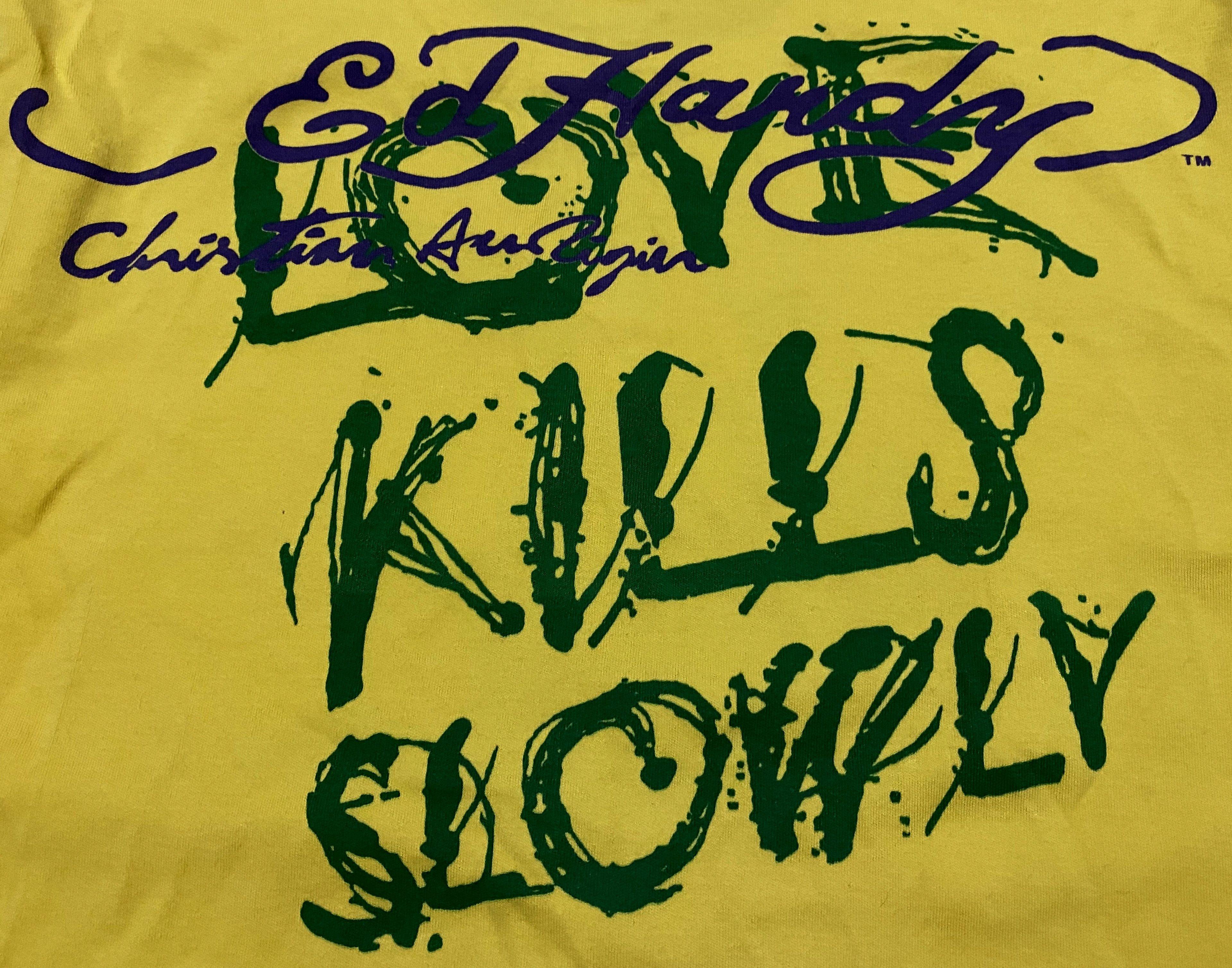 Ed Hardy Ed Hardy Big Print Longsleeve Multicolor Yellow Cotton Shirt Size US L / EU 52-54 / 3 - 7 Thumbnail