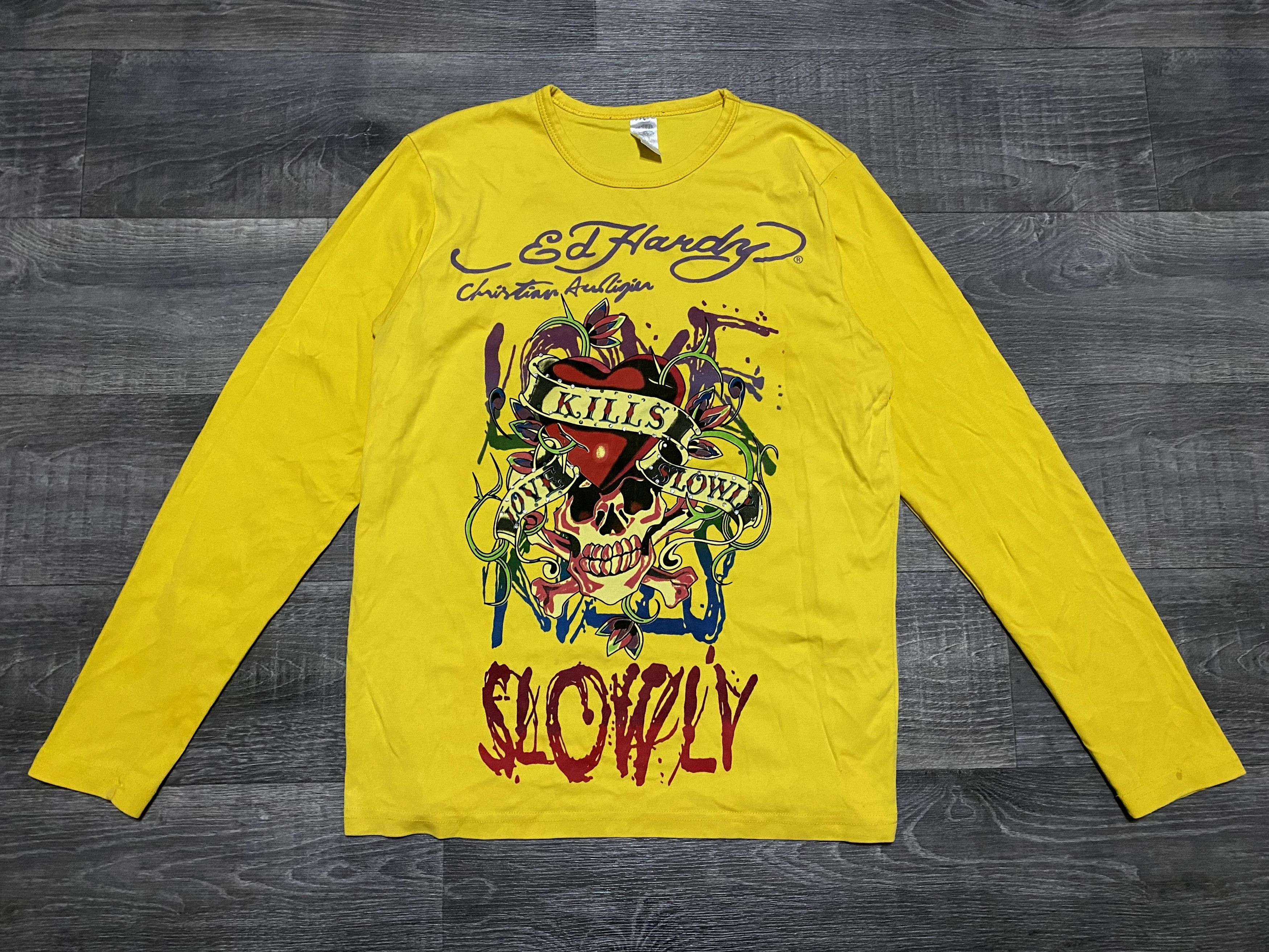 Ed Hardy Ed Hardy Big Print Longsleeve Multicolor Yellow Cotton Shirt Size US L / EU 52-54 / 3 - 2 Thumbnail