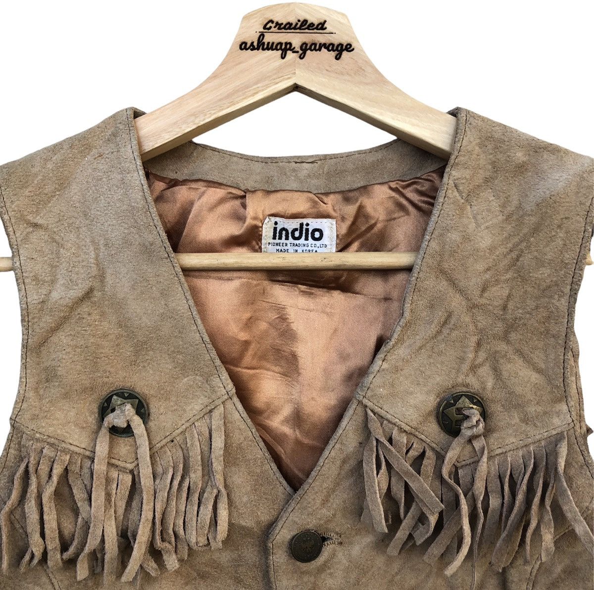 American Apparel × Cowboy Equipment × Next Level Apparel Vintage Indio Bondage Cowboy Equipment Leather Suade Vest Size US S / EU 44-46 / 1 - 3 Thumbnail