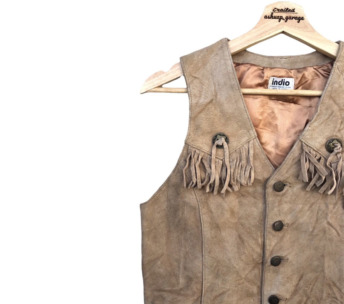 American Apparel × Cowboy Equipment × Next Level Apparel Vintage Indio Bondage Cowboy Equipment Leather Suade Vest Size US S / EU 44-46 / 1 - 5 Thumbnail