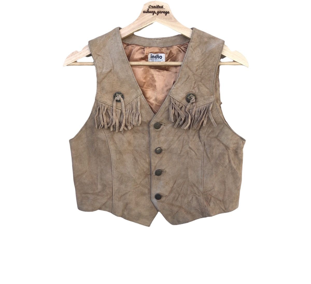 American Apparel × Cowboy Equipment × Next Level Apparel Vintage Indio Bondage Cowboy Equipment Leather Suade Vest Size US S / EU 44-46 / 1 - 1 Thumbnail