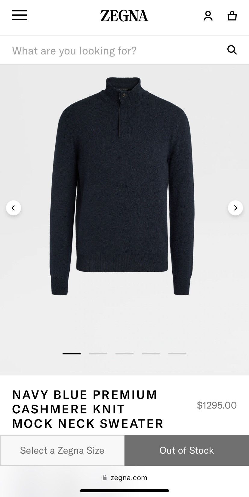 Ermenegildo Zegna Ermenegildo Zegna Navy Blue Mock Neck Cotton Zip Sweater Size US S / EU 44-46 / 1 - 18 Thumbnail