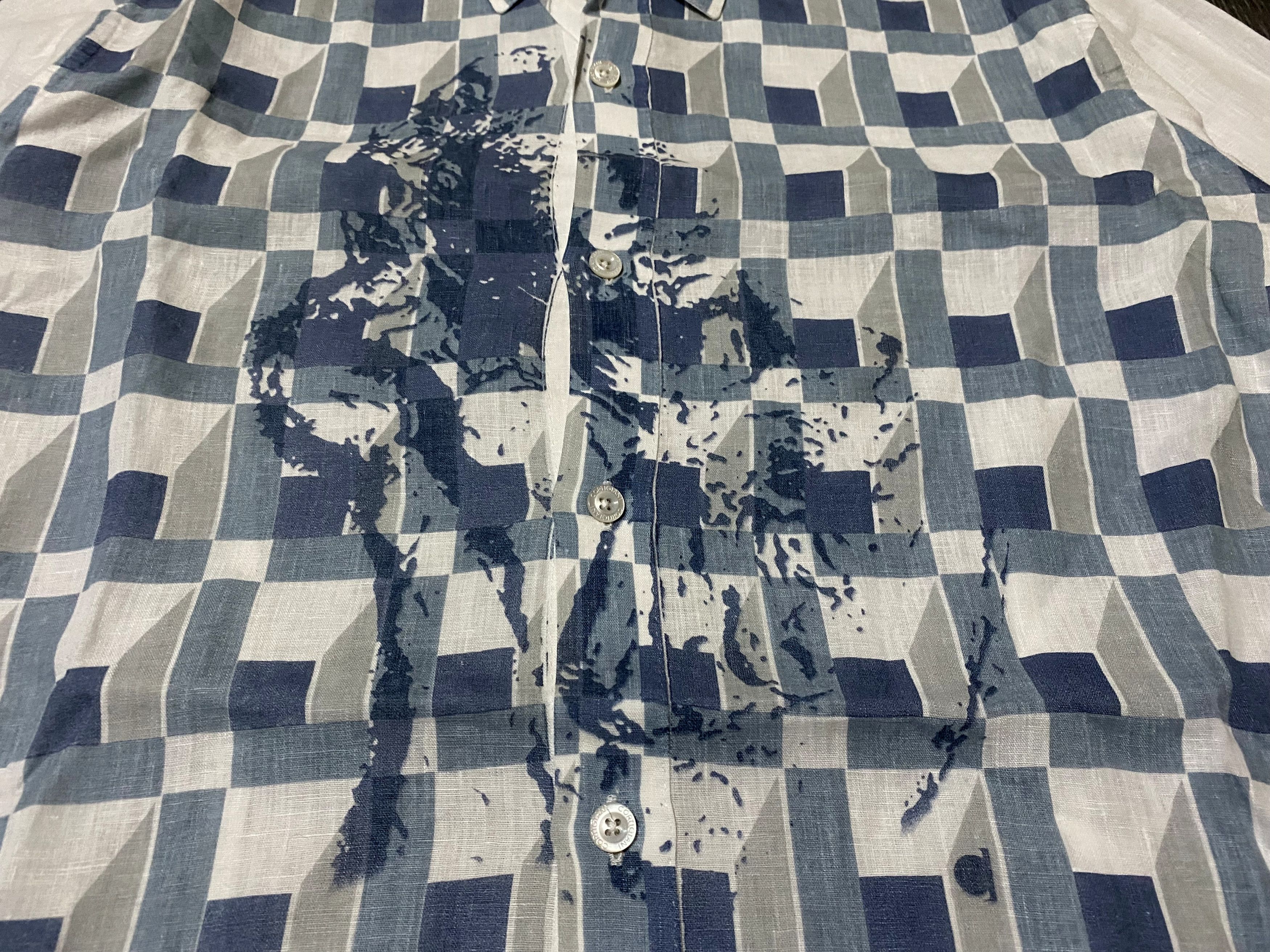 Cortigiani Cortigiani Linen Multicolor Print Long Sleeve Casual Shirt Size US M / EU 48-50 / 2 - 5 Thumbnail
