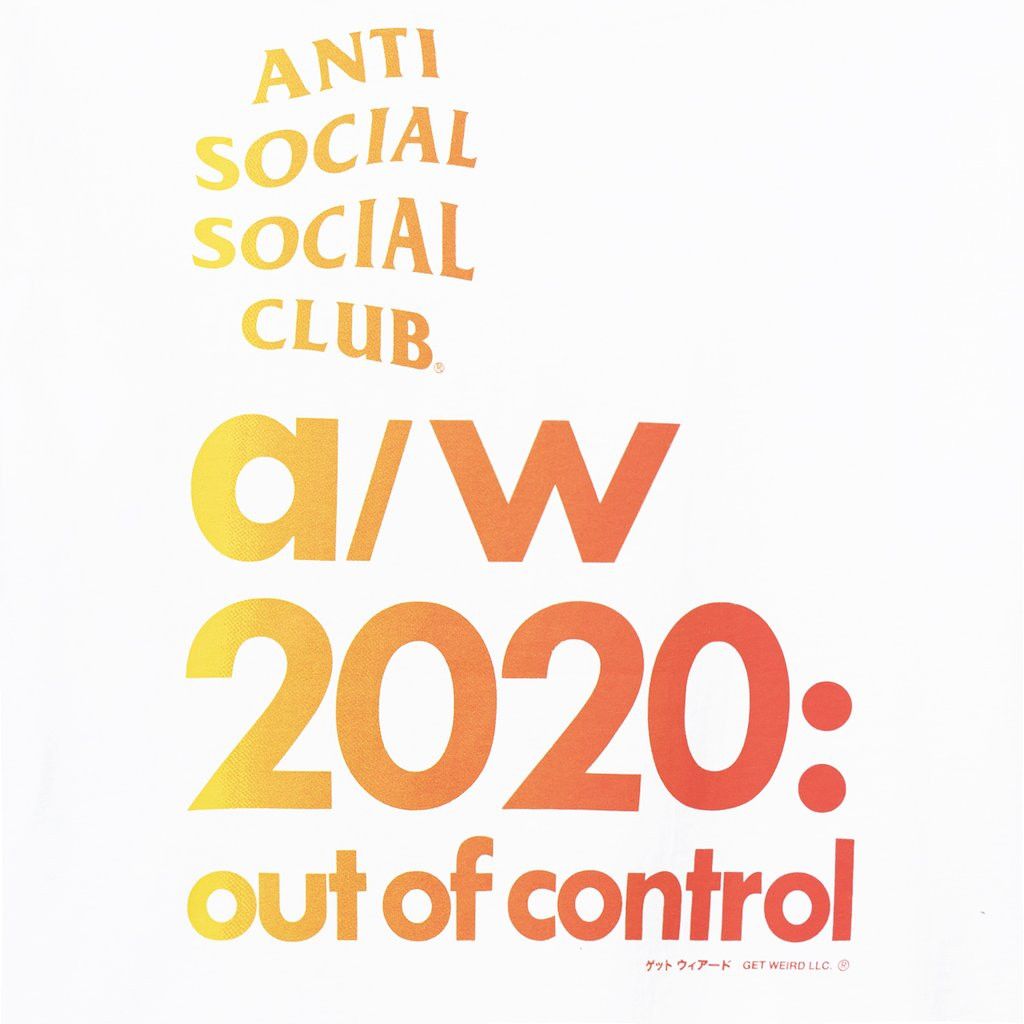 Anti Social Social Club DS ASSC 2020 Out of control White Tee FTP FOG CDG BAPE KITH Size US M / EU 48-50 / 2 - 3 Thumbnail