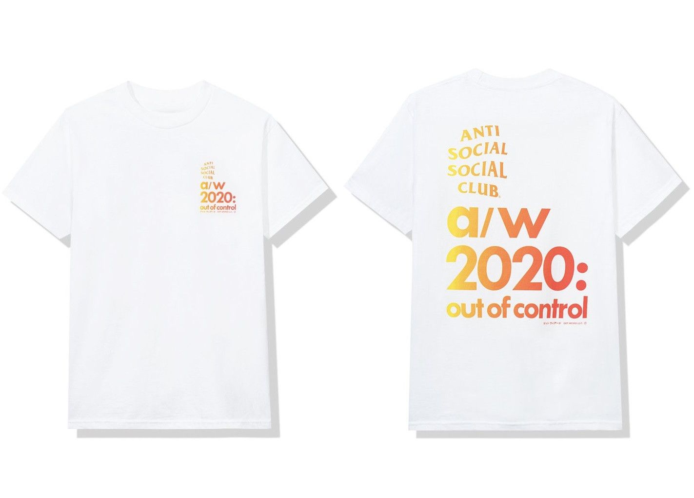 Anti Social Social Club DS ASSC 2020 Out of control White Tee FTP FOG CDG BAPE KITH Size US M / EU 48-50 / 2 - 1 Thumbnail