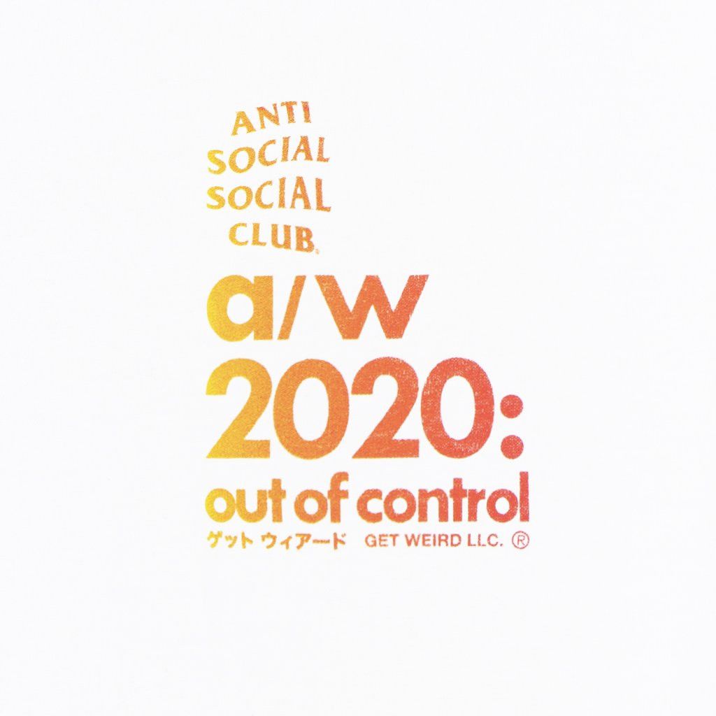 Anti Social Social Club DS ASSC 2020 Out of control White Tee FTP FOG CDG BAPE KITH Size US M / EU 48-50 / 2 - 5 Thumbnail
