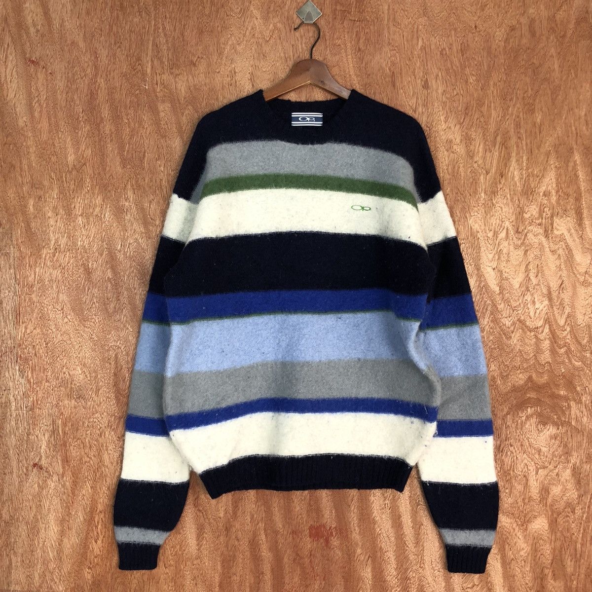 Vintage OP stripe Mohair shaggy knitwear Sweatshirt #H303 Size US L / EU 52-54 / 3 - 1 Thumbnail