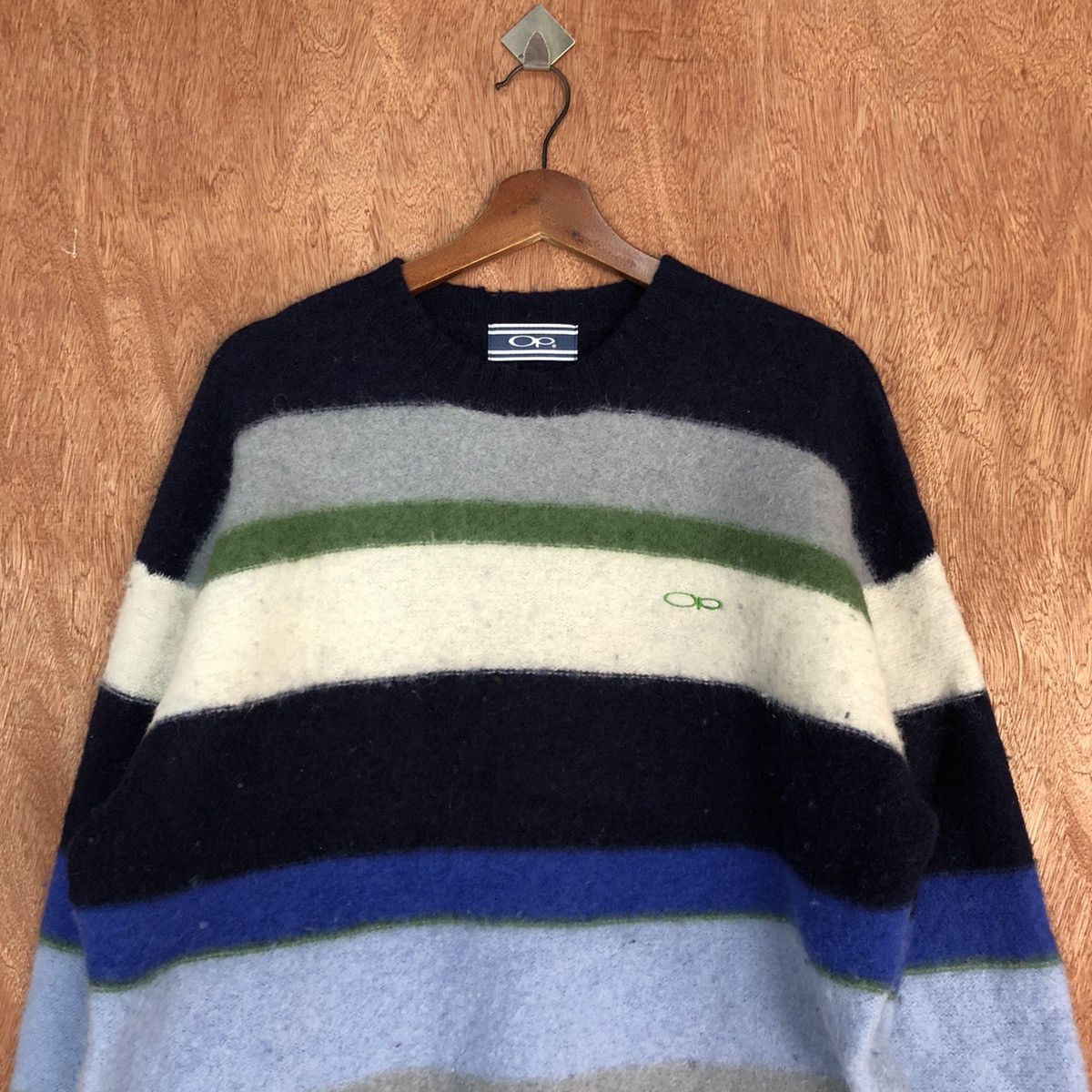 Vintage OP stripe Mohair shaggy knitwear Sweatshirt #H303 Size US L / EU 52-54 / 3 - 2 Thumbnail