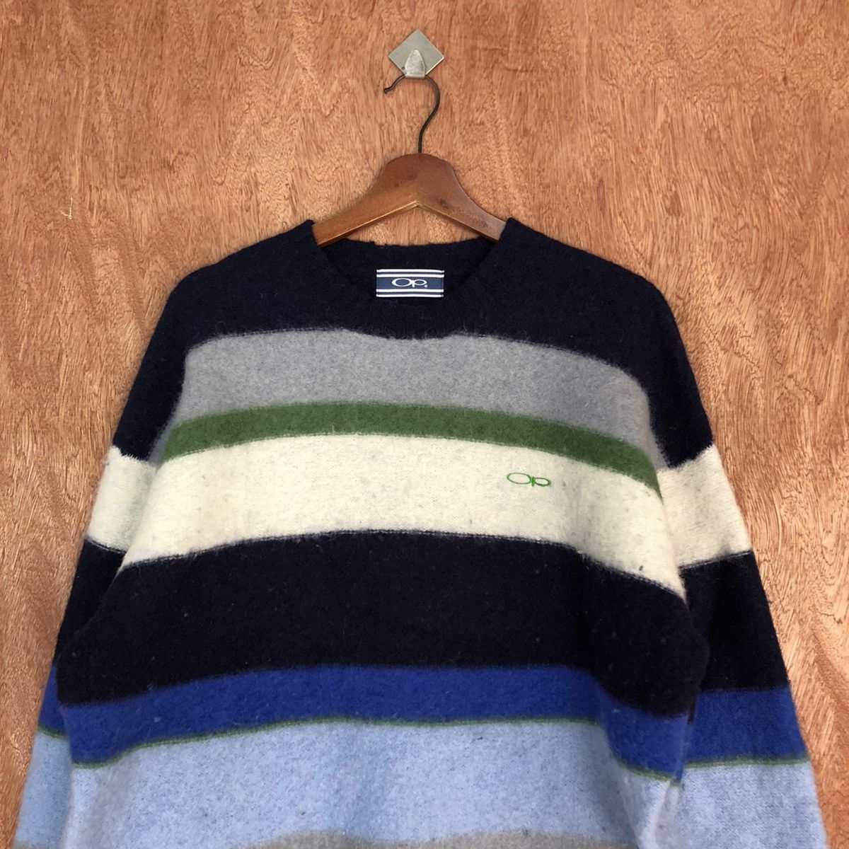 Vintage OP stripe Mohair shaggy knitwear Sweatshirt #H303 Size US L / EU 52-54 / 3 - 9 Thumbnail