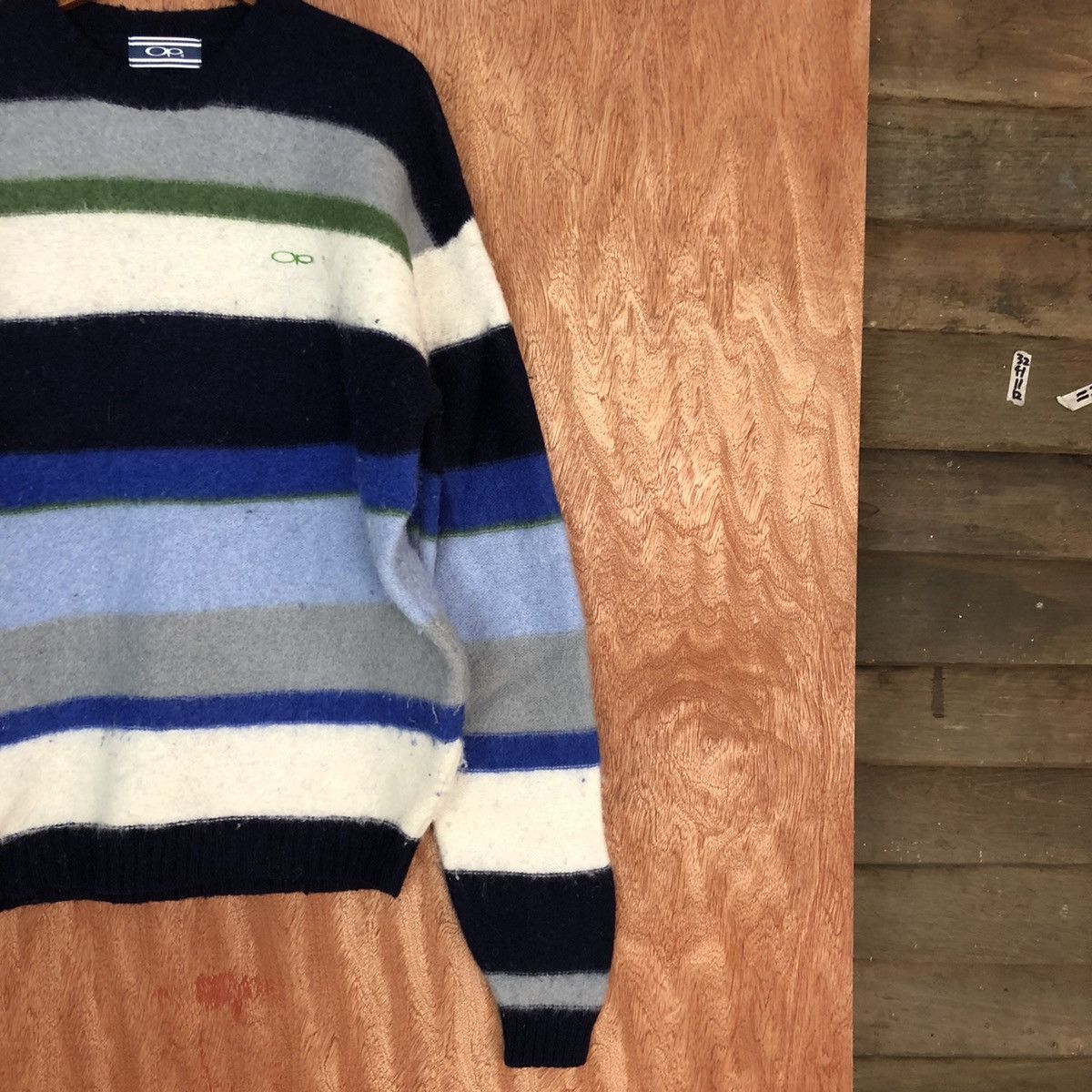 Vintage OP stripe Mohair shaggy knitwear Sweatshirt #H303 Size US L / EU 52-54 / 3 - 5 Thumbnail