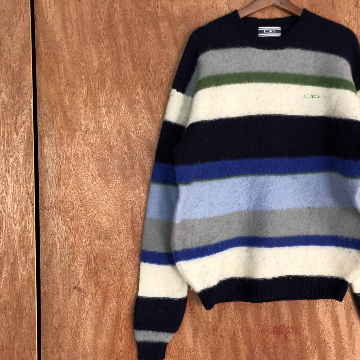Vintage OP stripe Mohair shaggy knitwear Sweatshirt #H303 Size US L / EU 52-54 / 3 - 7 Thumbnail
