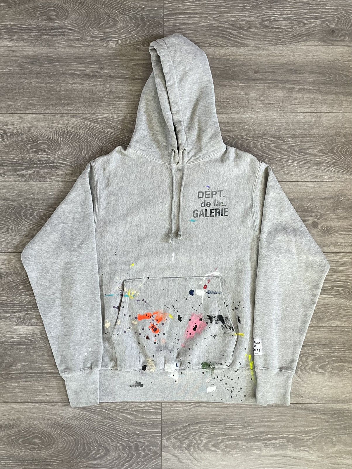 image of Gallery Dept. Paint Splatter Hoodie in Grey, Men's (Size Small)