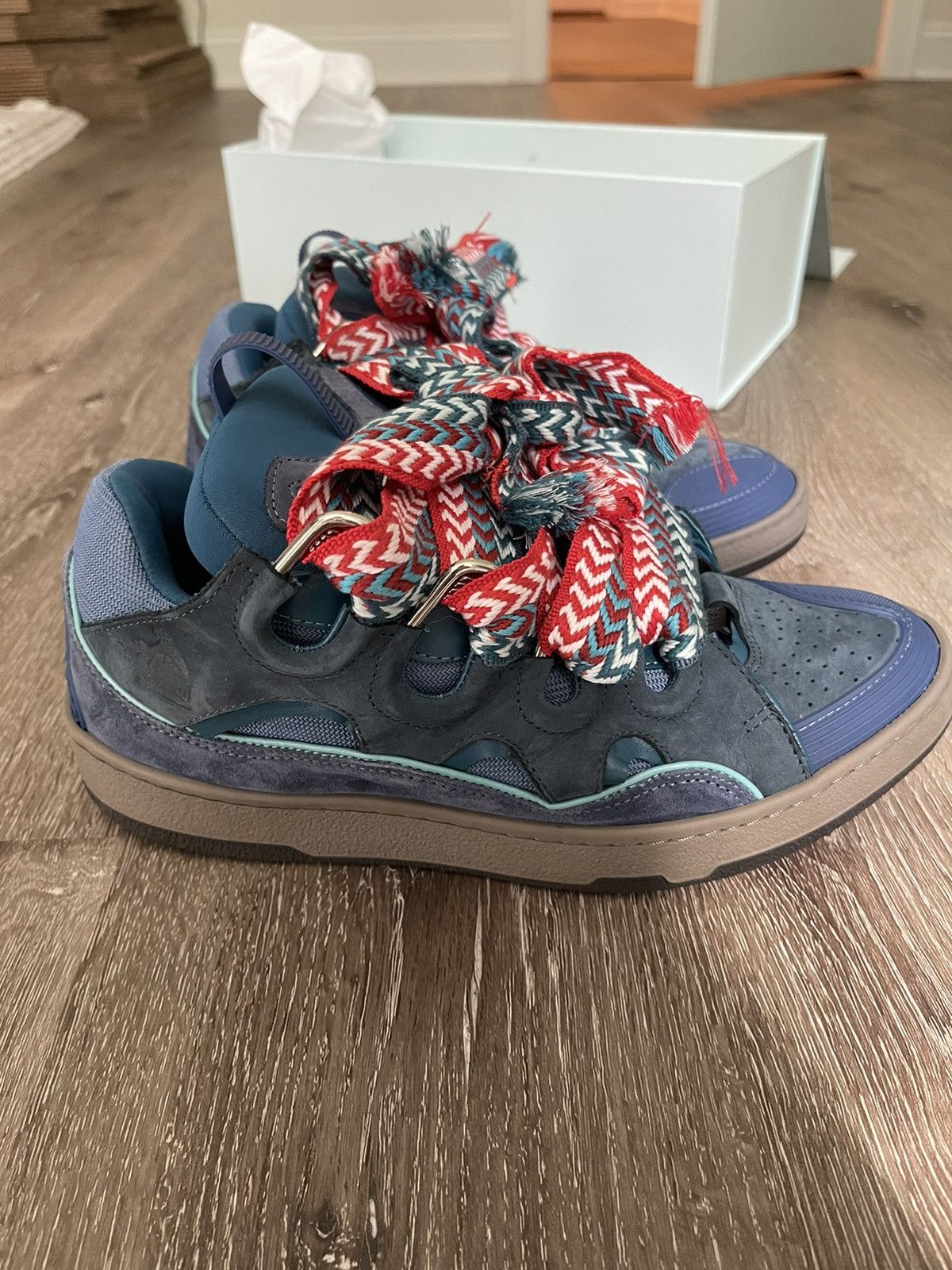 Lanvin Lanvin Navy Blue Curb Sneakers | Grailed