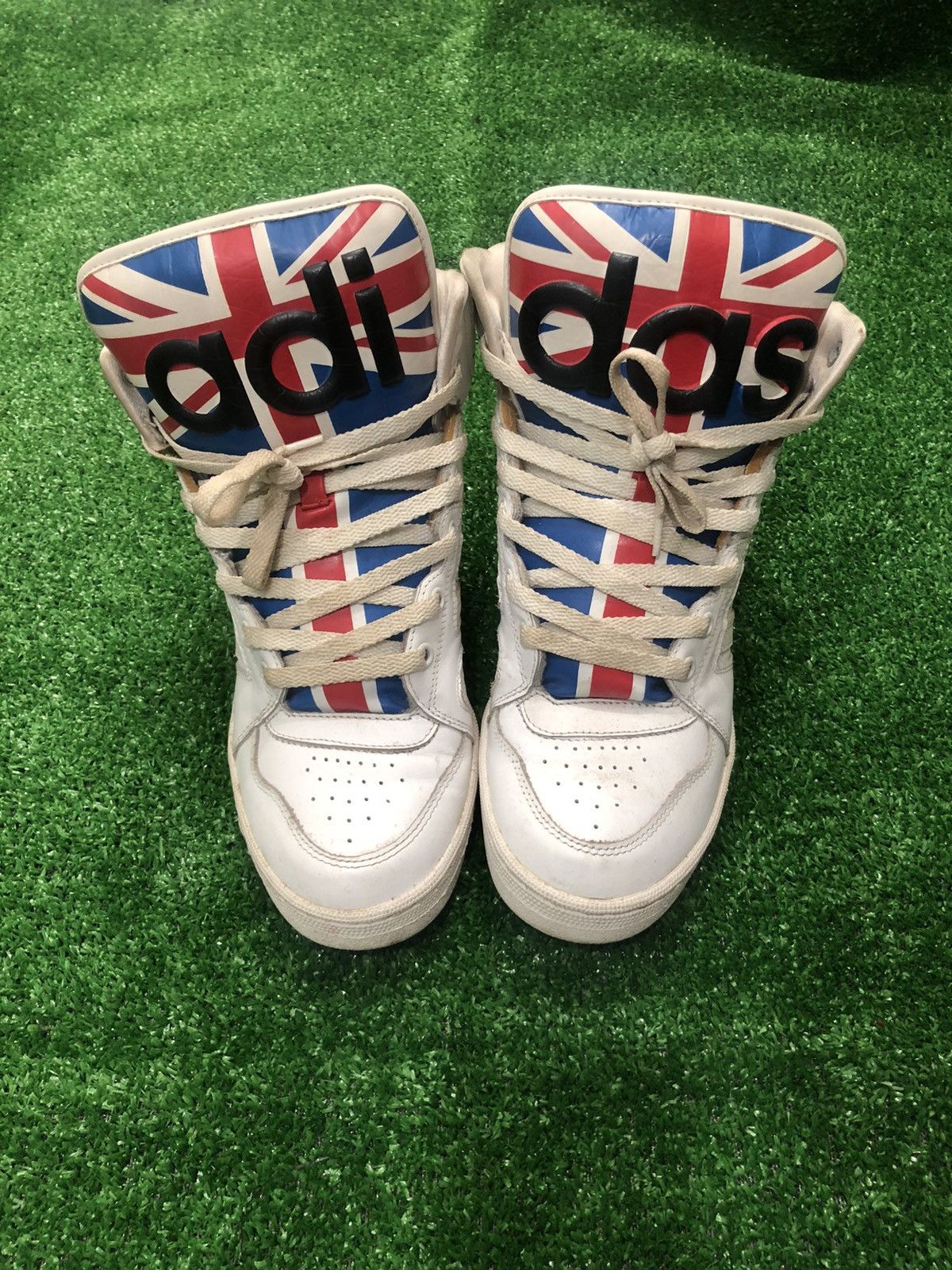 Adidas  Jeremy Scott  Streetwear Jermey Scott Instinct Hi Union Jack  British Flag | Grailed