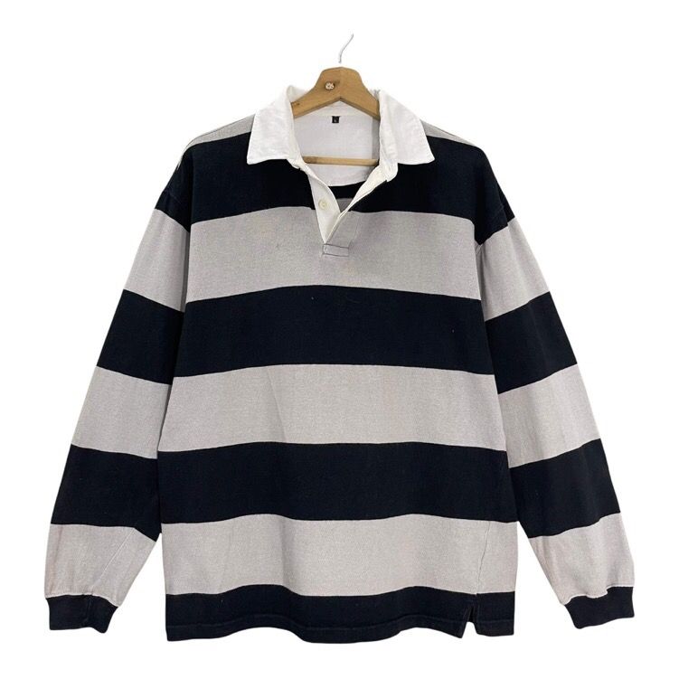 Japanese Brand Polo Rugby Stripe Longsleeve Polo Rugby Shirt Size L Size US L / EU 52-54 / 3 - 1 Preview