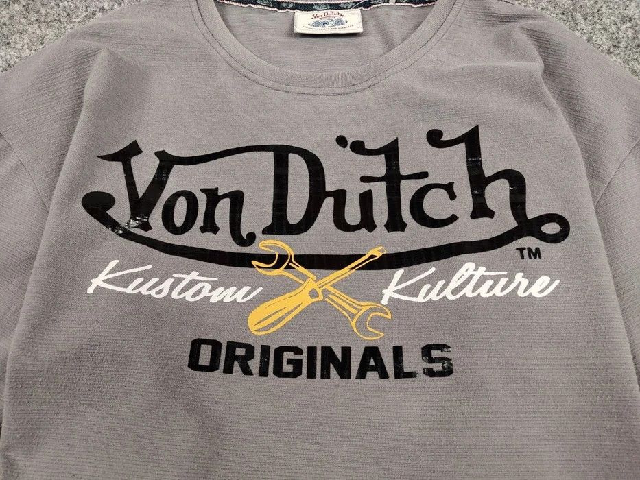 Japanese Brand × Vintage × Von Dutch Vintage 90's Von Dutch T-Shirt Grey Big logo Originals Tee Size US XL / EU 56 / 4 - 4 Thumbnail