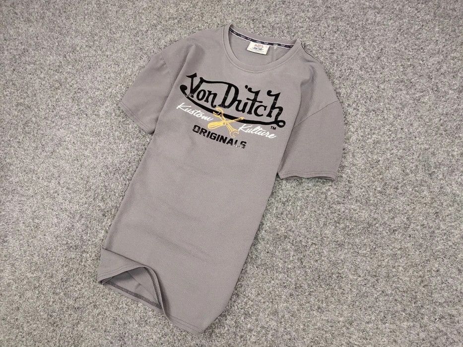 Japanese Brand × Vintage × Von Dutch Vintage 90's Von Dutch T-Shirt Grey Big logo Originals Tee Size US XL / EU 56 / 4 - 2 Thumbnail