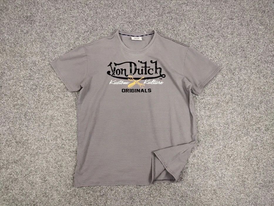 Japanese Brand × Vintage × Von Dutch Vintage 90's Von Dutch T-Shirt Grey Big logo Originals Tee Size US XL / EU 56 / 4 - 6 Thumbnail