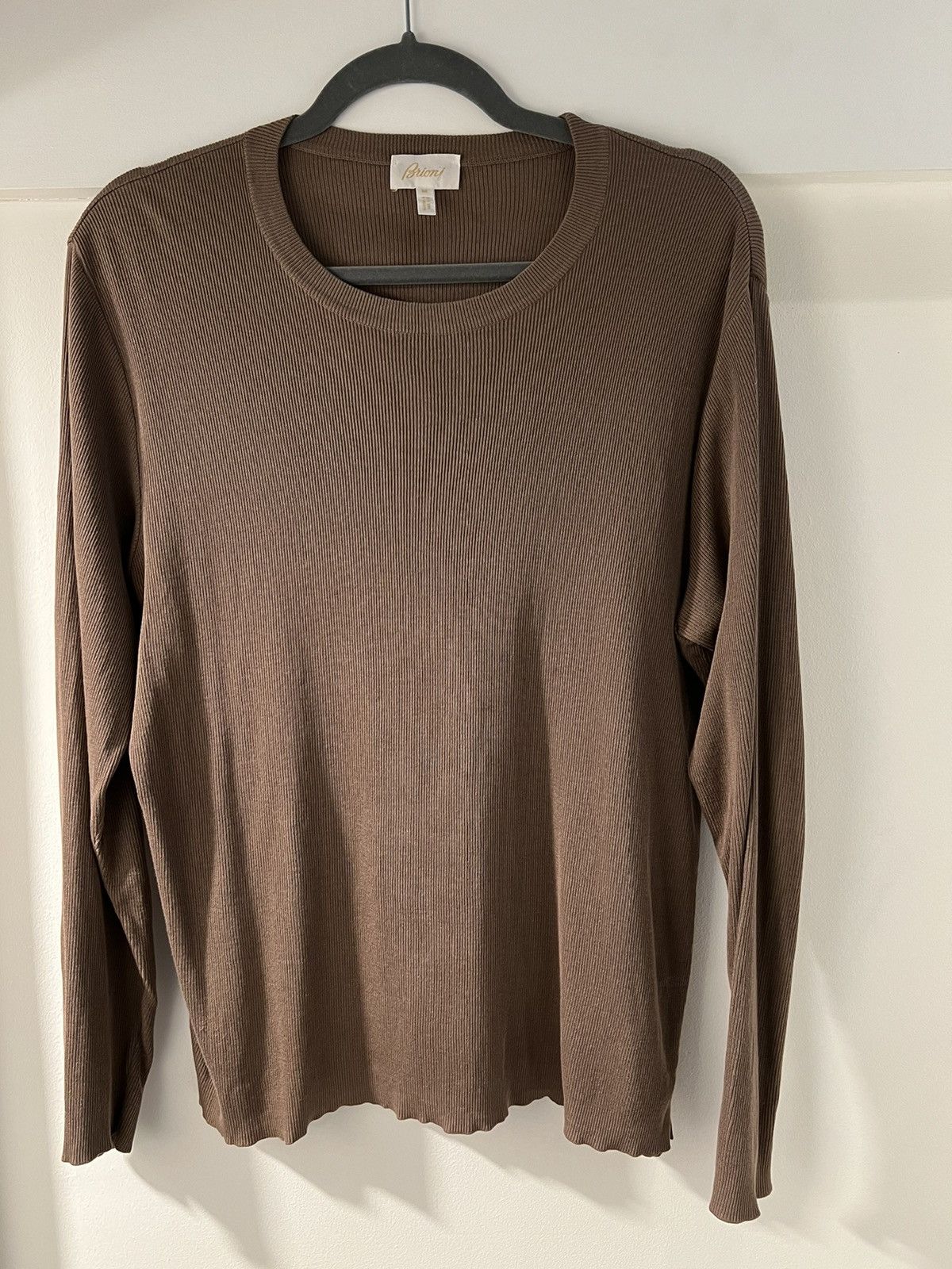 Brioni Brioni silk and cotton light brown knit sweater Grailed