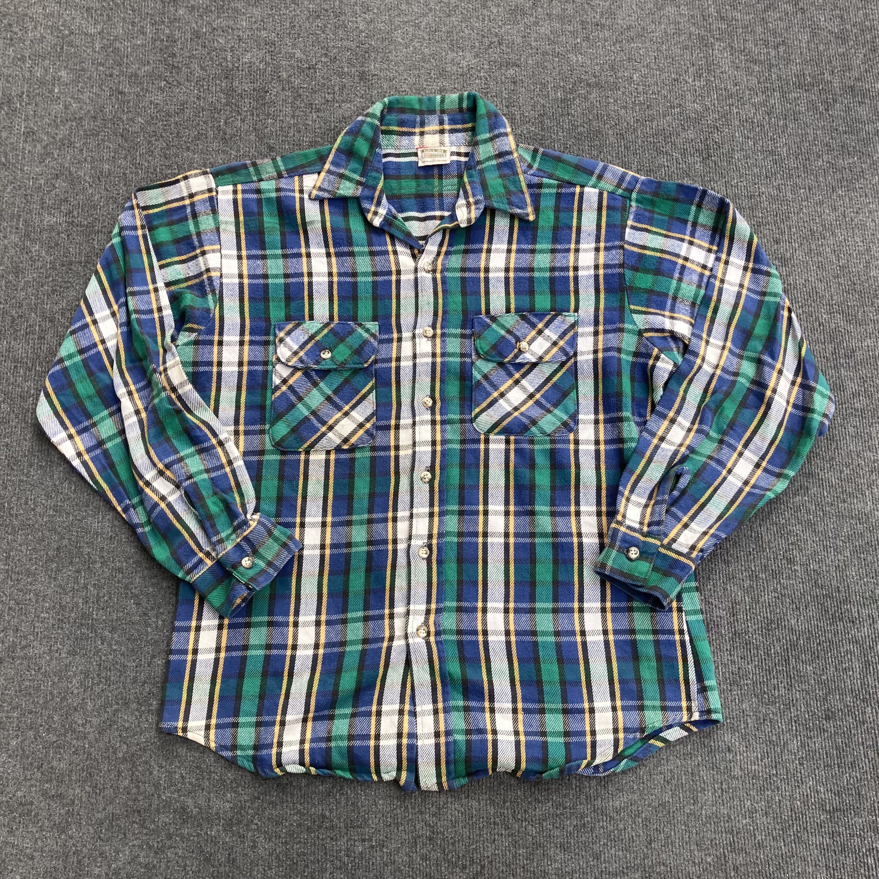 Five Brother Green Plaid Flannel Workwear Shirt