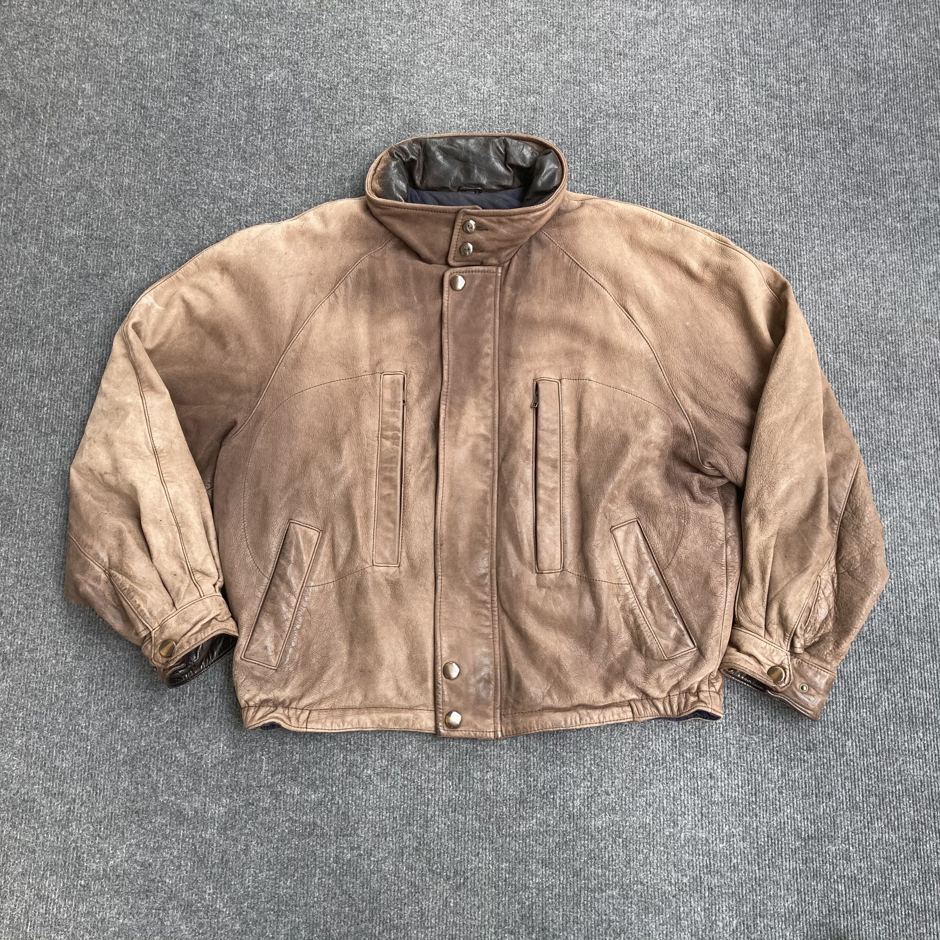 Nautica × Vintage Vtg Nautica Men's Faded Leather Jacket Size US M / EU 48-50 / 2 - 1 Thumbnail