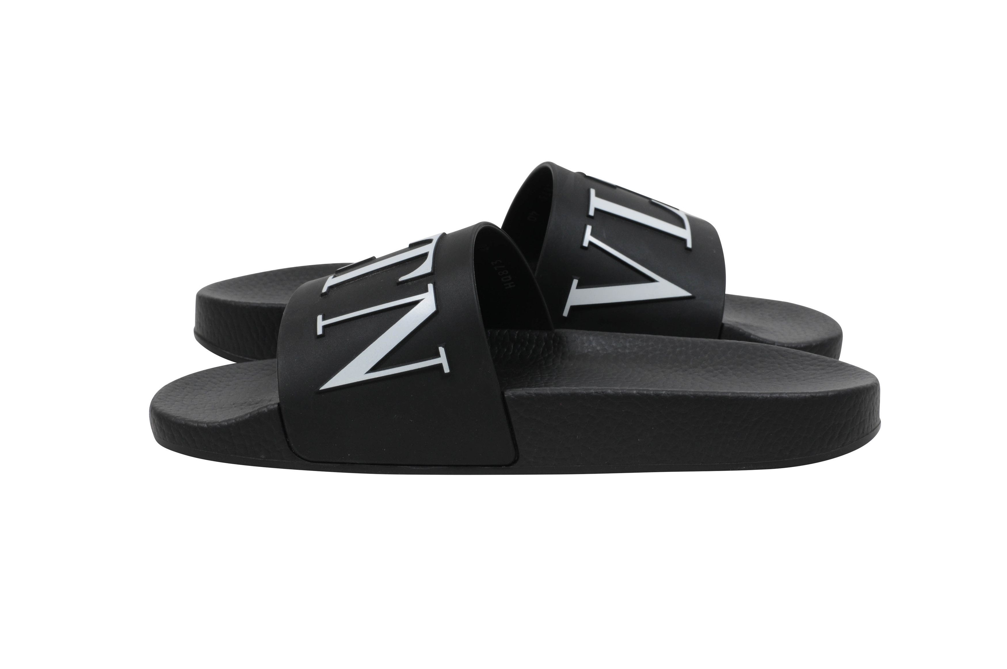 Valentino Black White VLTN Logo Sandals Slides - 00592-B Size US 7 / EU 40 - 5 Thumbnail