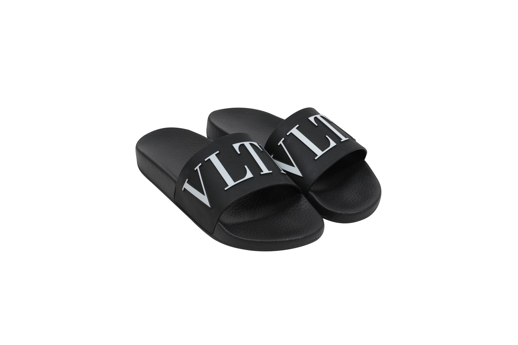 Valentino Black White VLTN Logo Sandals Slides - 00592-B Size US 7 / EU 40 - 1 Thumbnail