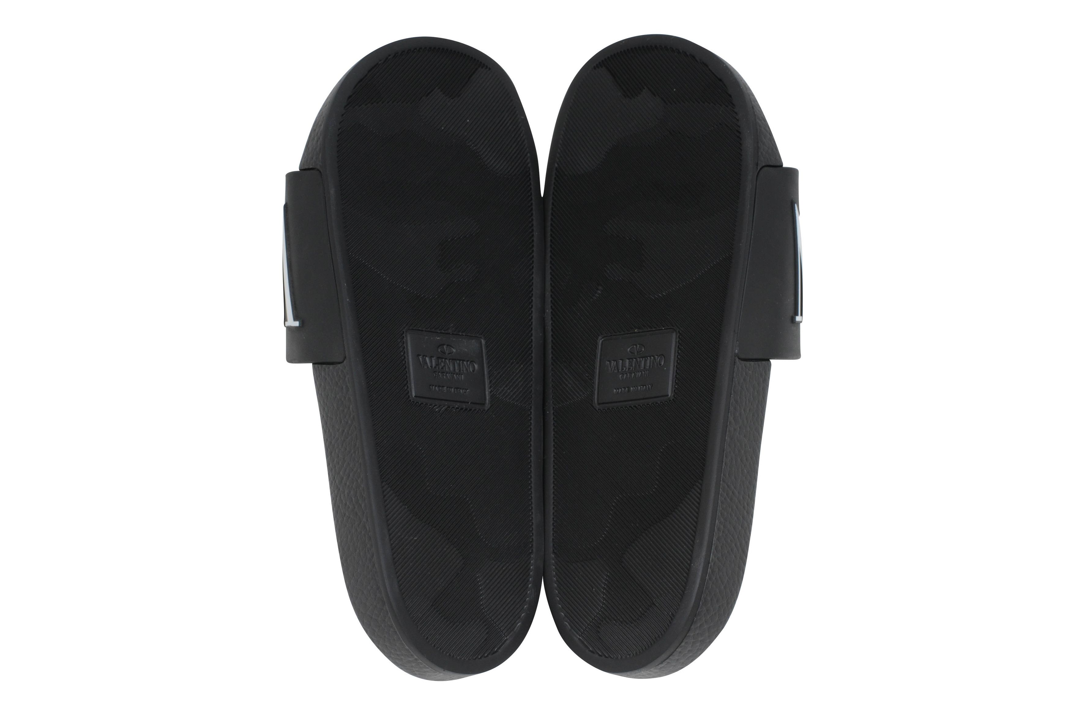 Valentino Black White VLTN Logo Sandals Slides - 00592-B Size US 7 / EU 40 - 7 Thumbnail