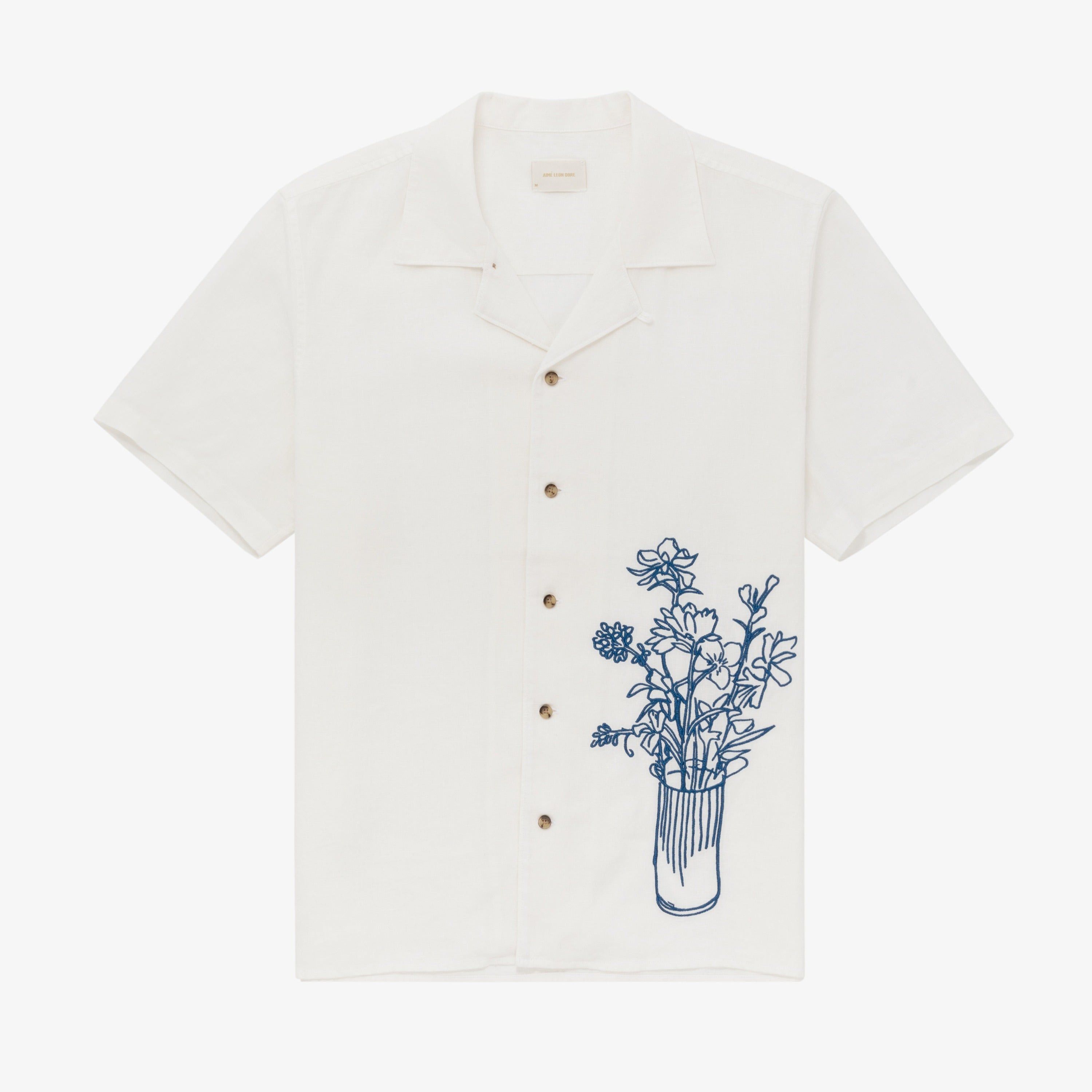 image of Aime Leon Dore Ald Ss22 Linen Bouquet Shirt White, Men's (Size XL)