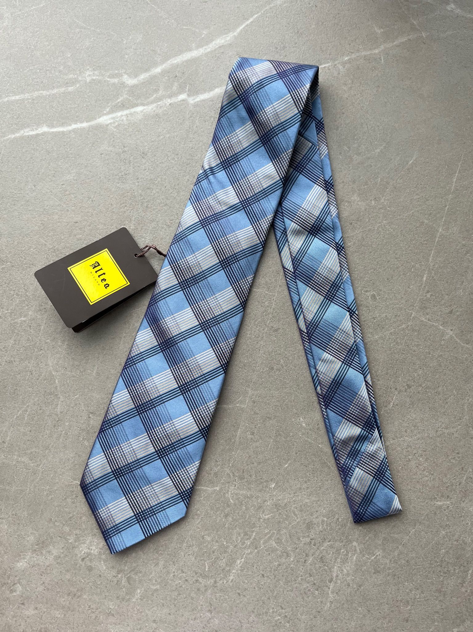 Altea Altea Milano Italy Made Mens Checker Preppy Silk Neck Tie Size ONE SIZE - 1 Thumbnail