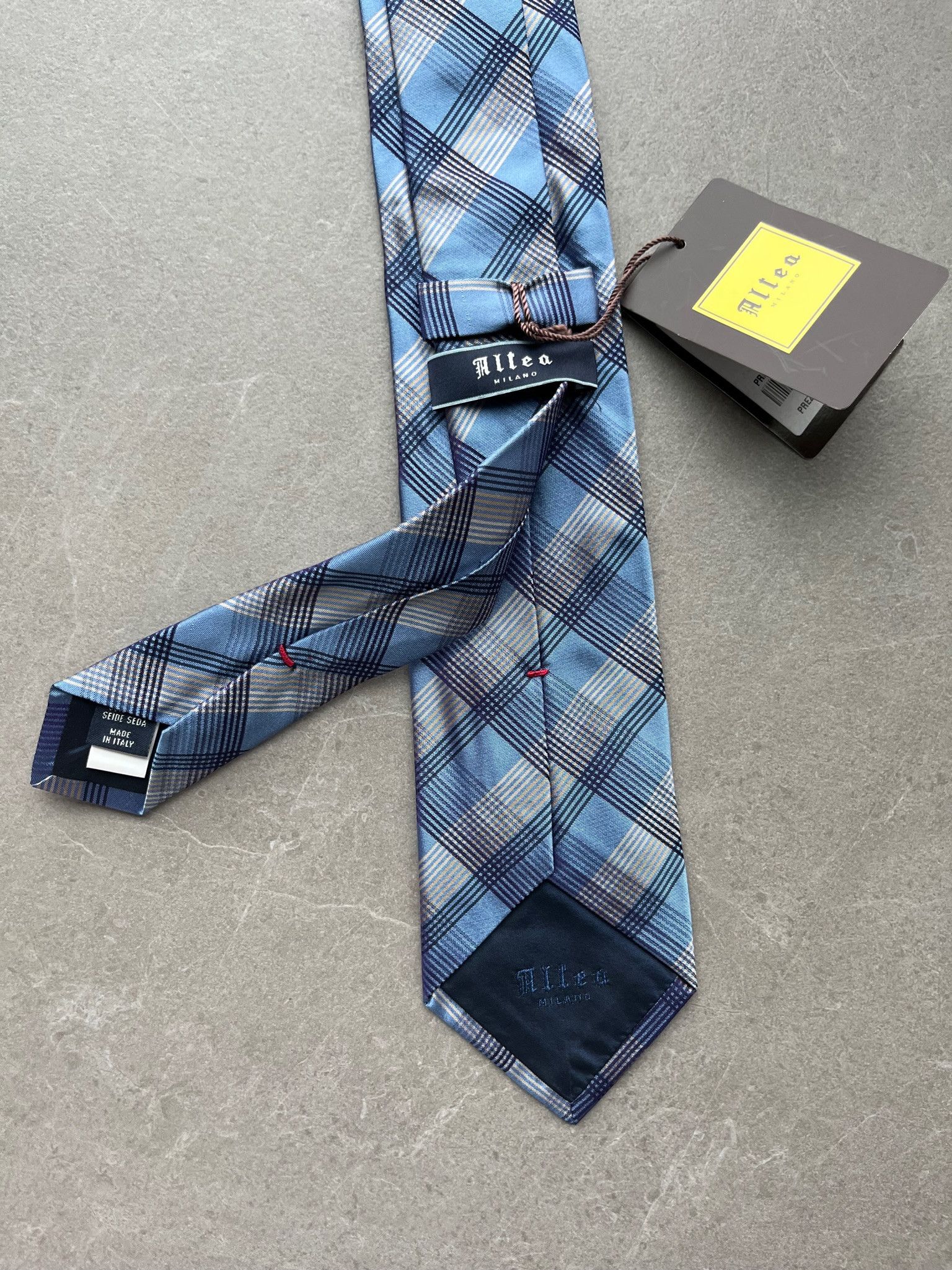 Altea Altea Milano Italy Made Mens Checker Preppy Silk Neck Tie Size ONE SIZE - 4 Thumbnail