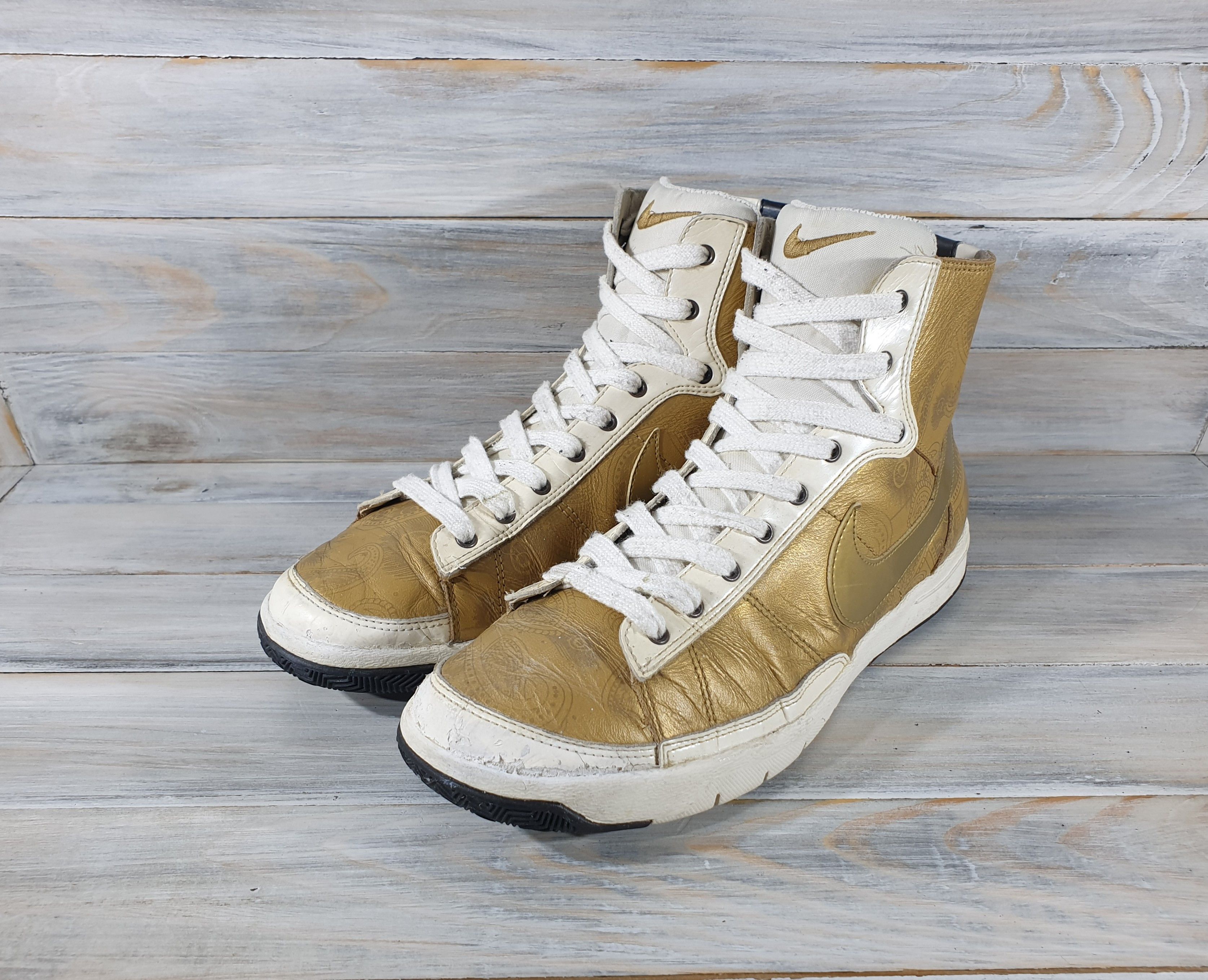 Nike Vintage Nike Blazer Mid Plus Granite & Metallic Gold Womens Size US 7 / IT 37 - 4 Thumbnail