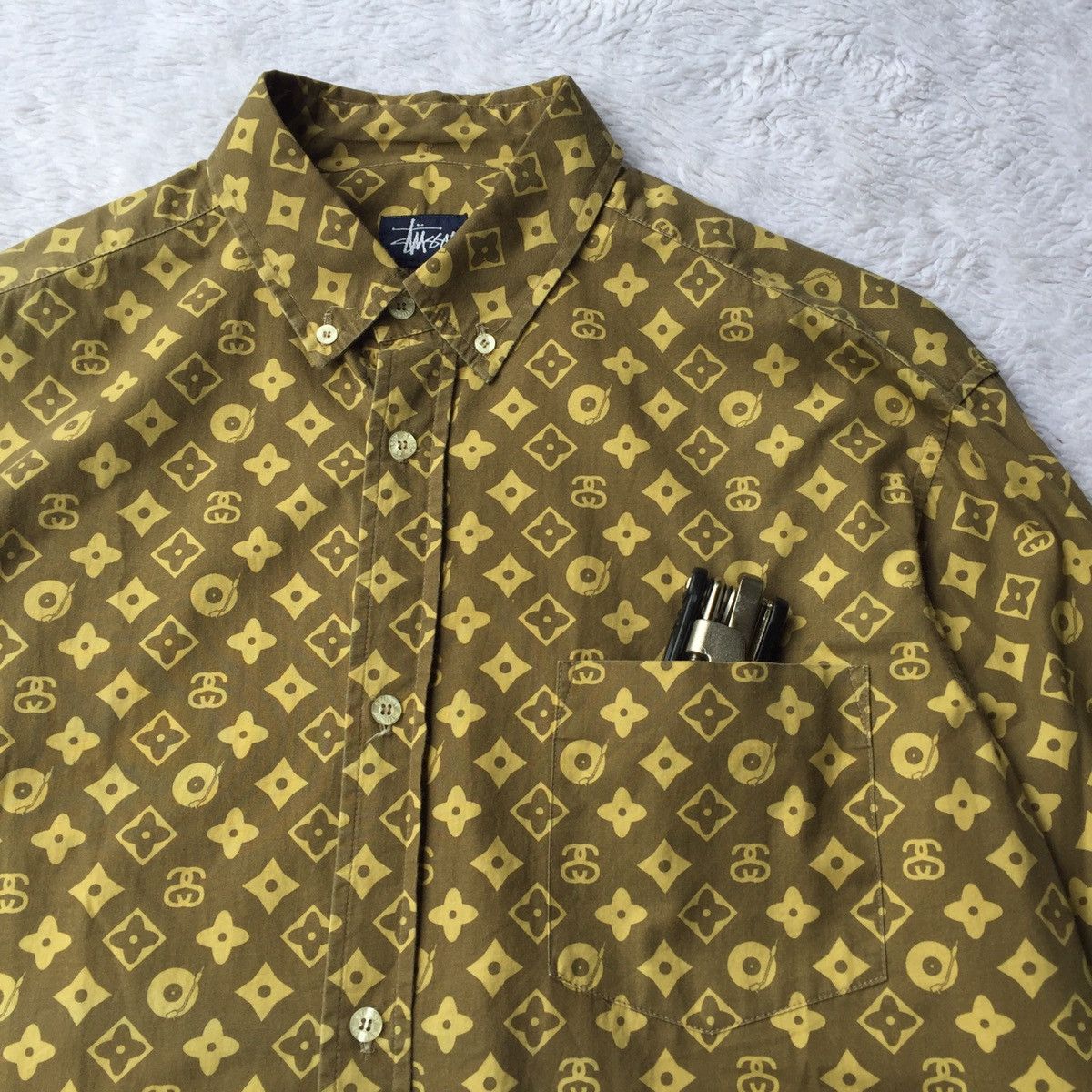 STUSSY monogram shirt short sleeves gray size S unused * new goods.LOUIS  VUITTON motif paroti sampling MONOGRAM Louis Vuitton : Real Yahoo auction  salling