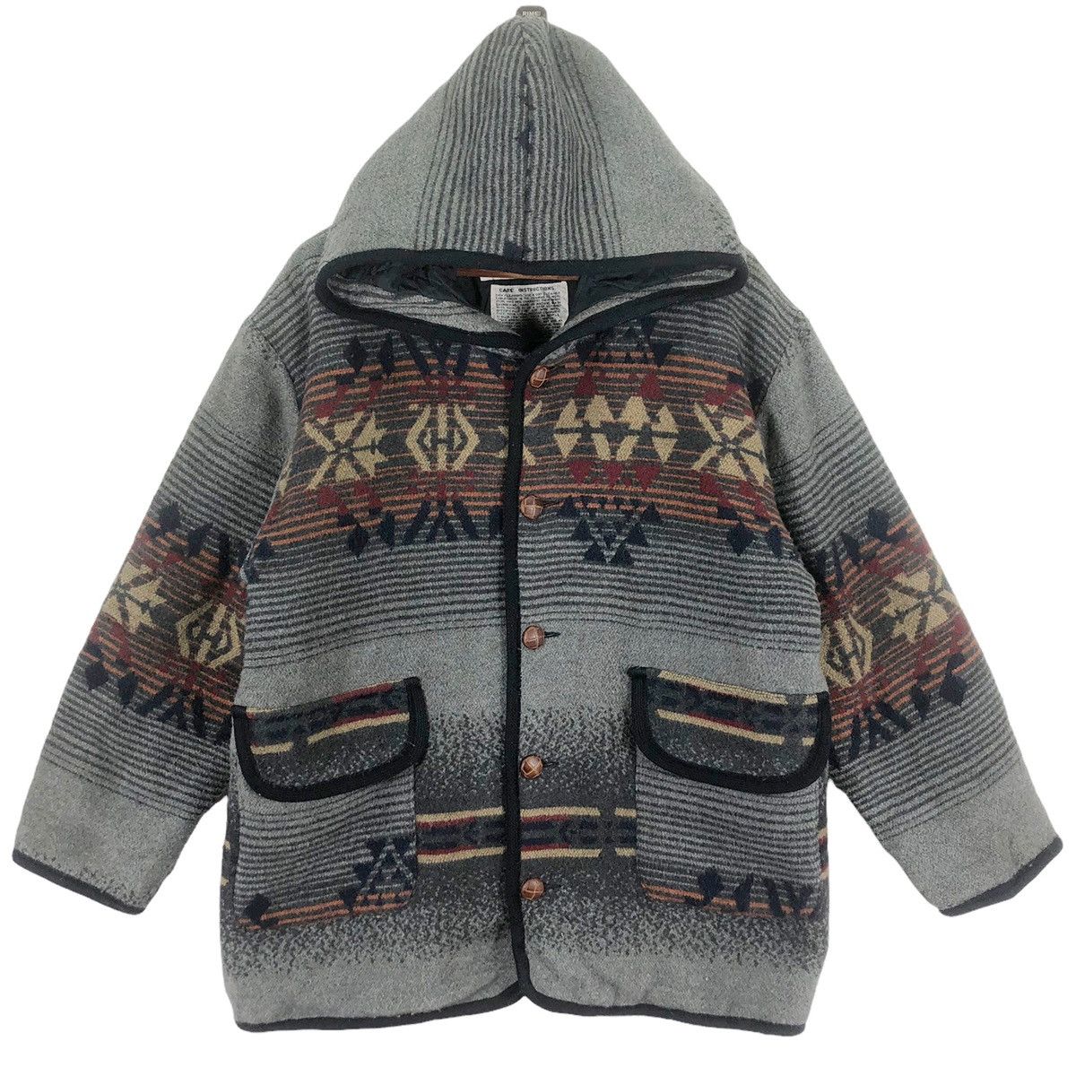 Vintage 90 Wild Willy Outdoor Wear Wood Button Native Wool