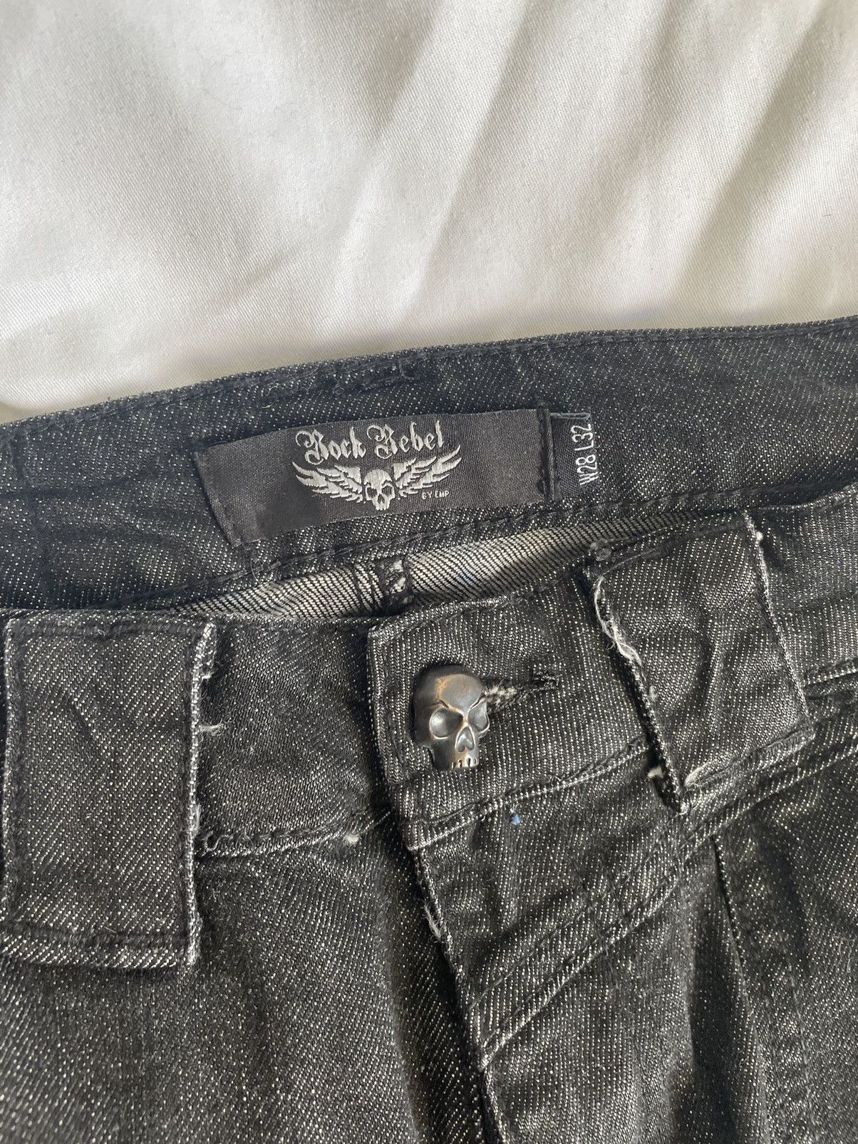 Band Tees × Vintage Rock Rebel Patchwork Zipper Detailed Flared Denim Size US 29 - 6 Thumbnail